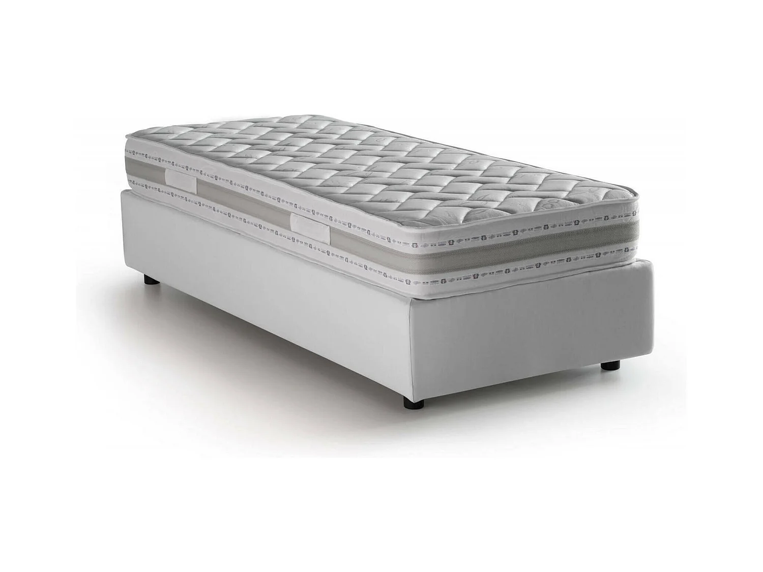 Lit simple Sophia, Lit coffre avec revêtement en tissu, 100% Made in Italy, Ouverture frontale, avec matelas 90x190 cm inclus, Blanc