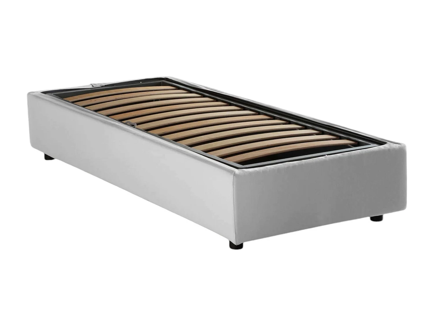 Lit simple Sophia, Lit coffre avec revêtement en tissu, 100% Made in Italy, Ouverture frontale, avec matelas 90x190 cm inclus, Blanc