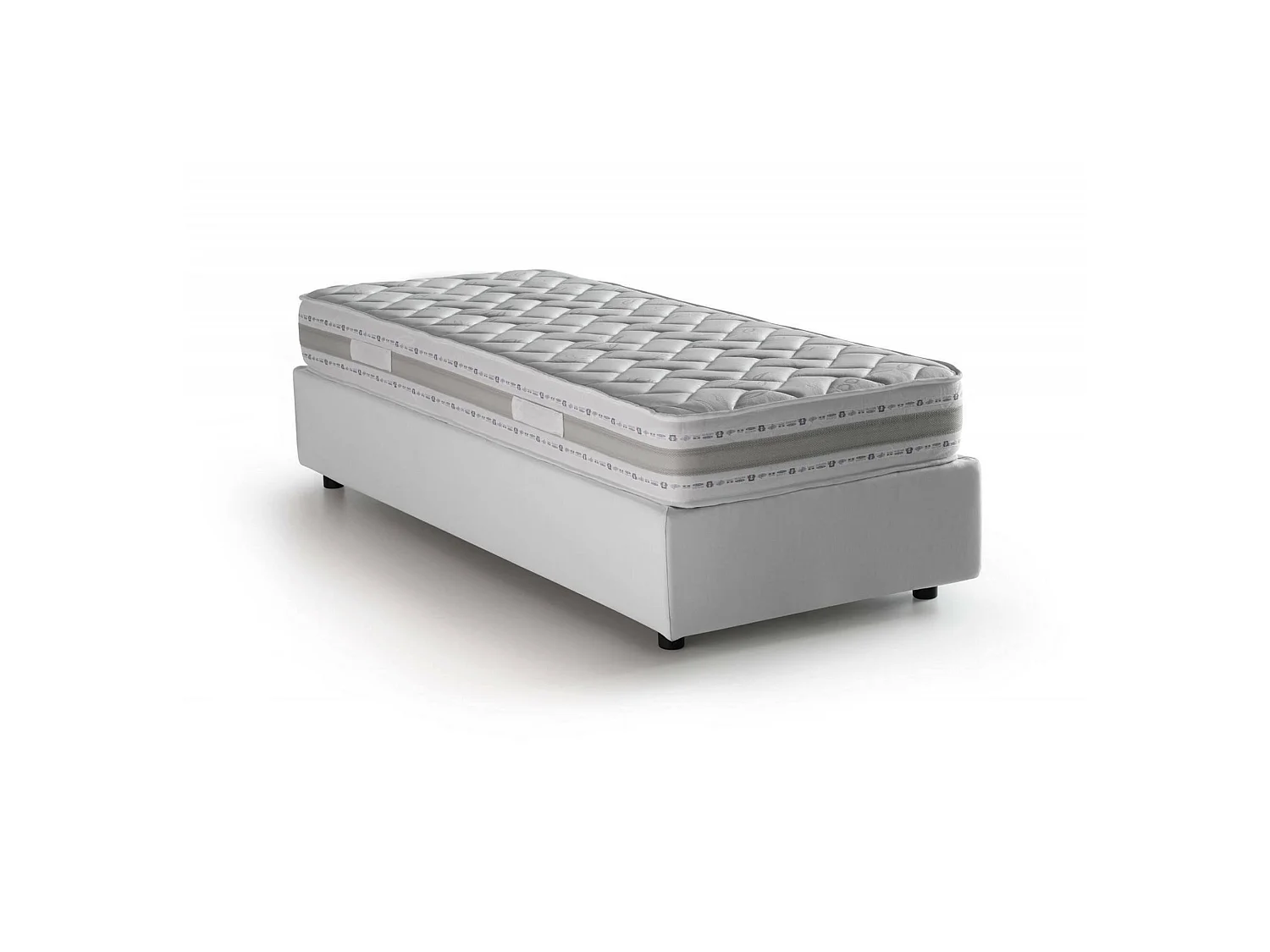 Lit simple Sophia, Lit coffre avec revêtement en tissu, 100% Made in Italy, Ouverture frontale, avec matelas 90x190 cm inclus, Blanc