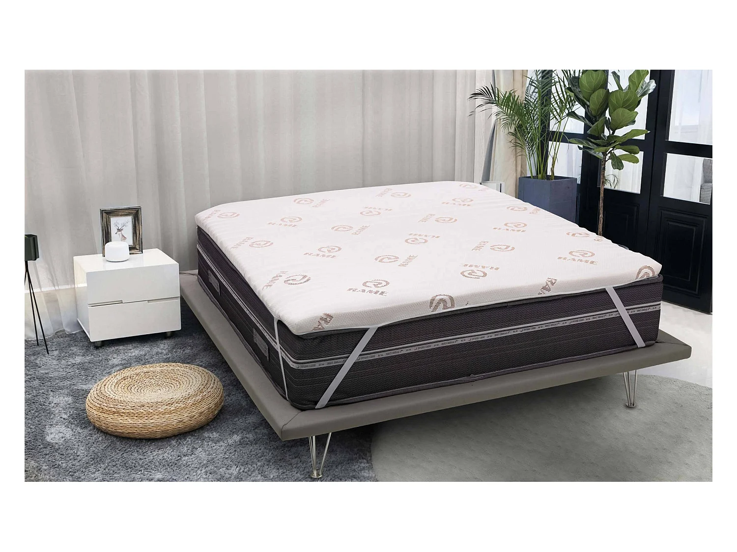 Lucilla dubbele topper, Topper vernieuwt matras met afneembare hoes in Memory Foam en kopervezels, 100% Made in Italy, anti-mijt en hypoallergeen, 160x200h5 cm