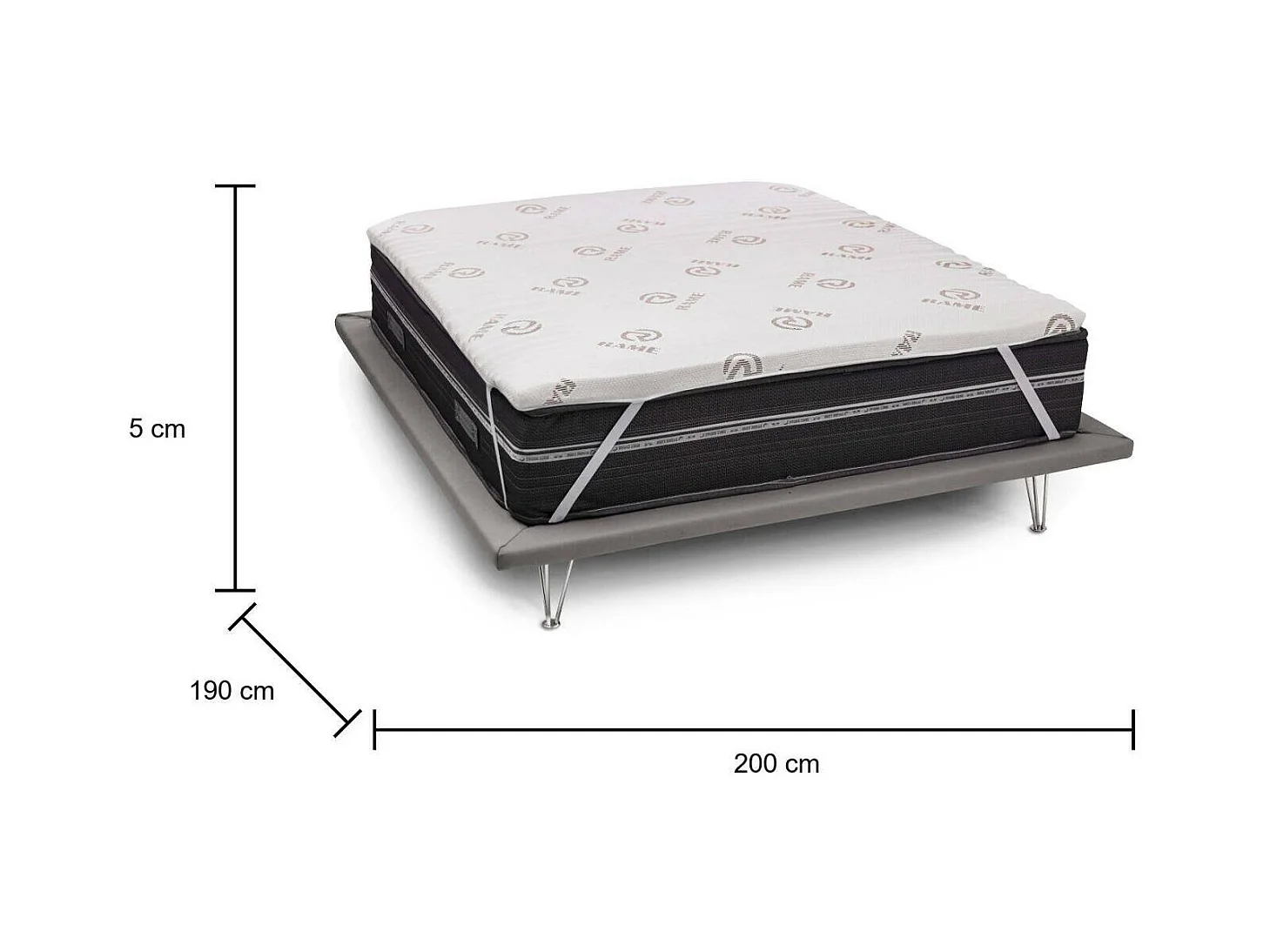 Lucilla dubbele topper, Topper vernieuwt matras met afneembare hoes in Memory Foam en kopervezels, 100% Made in Italy, anti-mijt en hypoallergeen, 160x200h5 cm