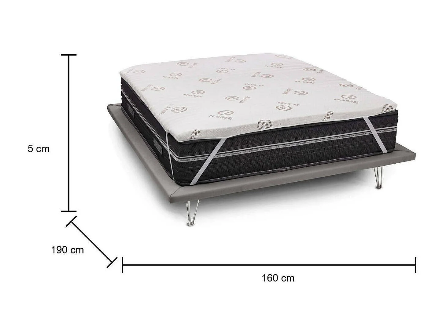Topper matrimoniale Lucilla, Topper rinnova materasso sfoderabile in Memory Foam e fibre di Rame, 100% Made in Italy, Anti acaro e Anallergico, Cm 160x190h5