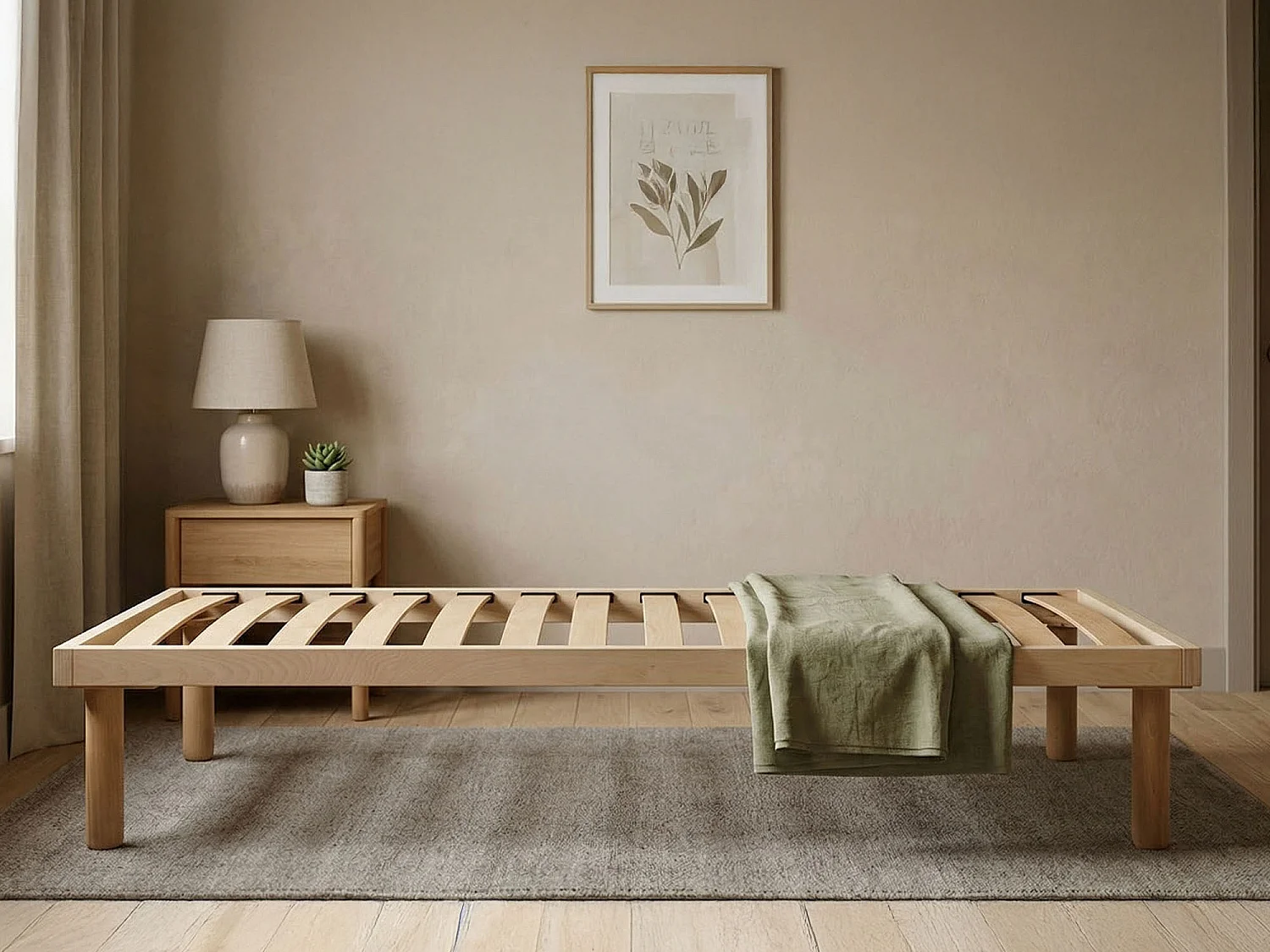 Talamo Italië Netwerkbed Eenpersoons en Half Amira 190x120 cm Bruin Natuur Max. Gewicht 90 kg, Poothoogte 31 cm Made in Italy