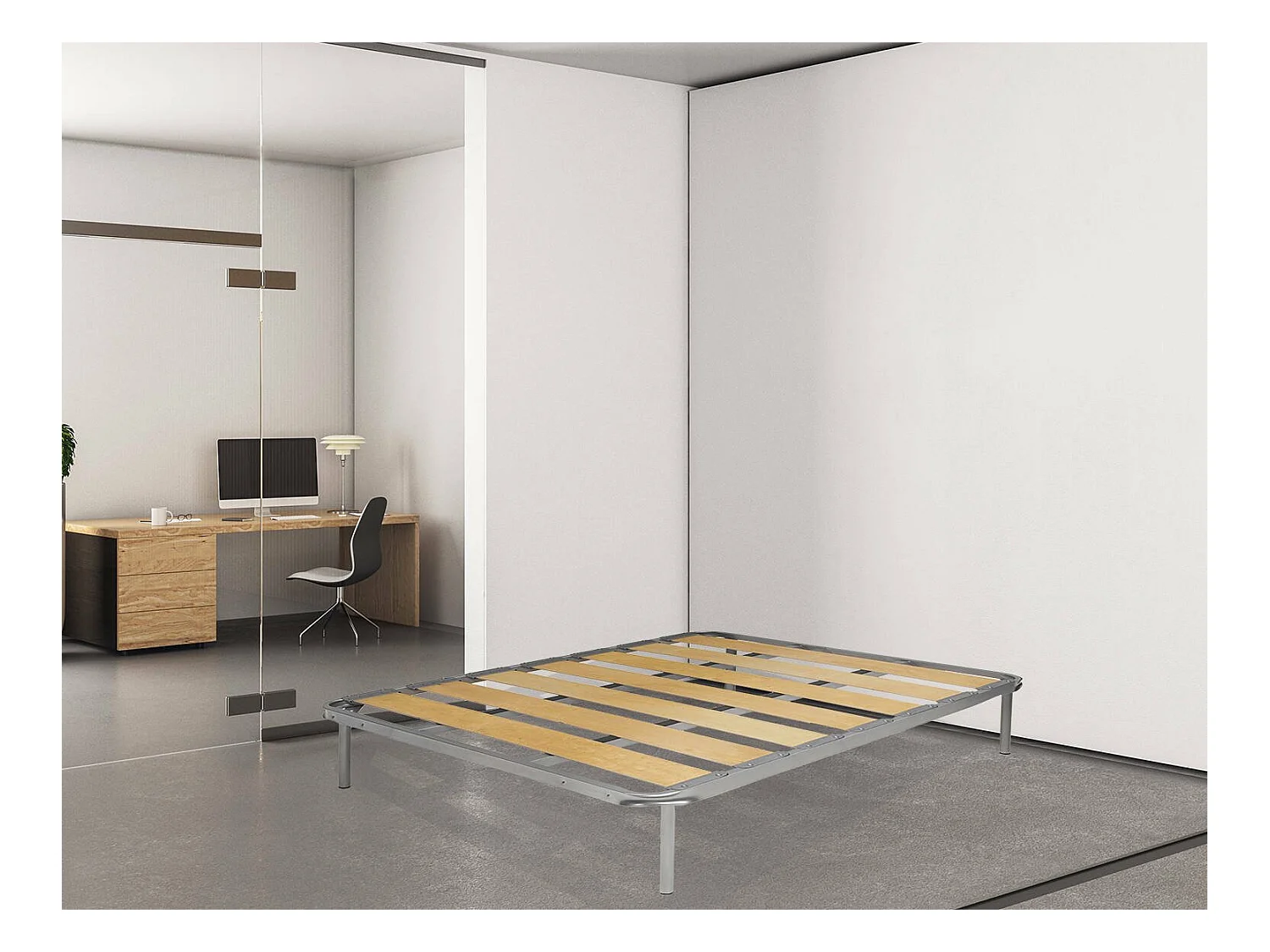 Anagaia-Doppelbettgestell, orthopädisches Untergestell mit breiten Lattenrosten, 100 % Made in Italy, 160 x 190 x 31 cm