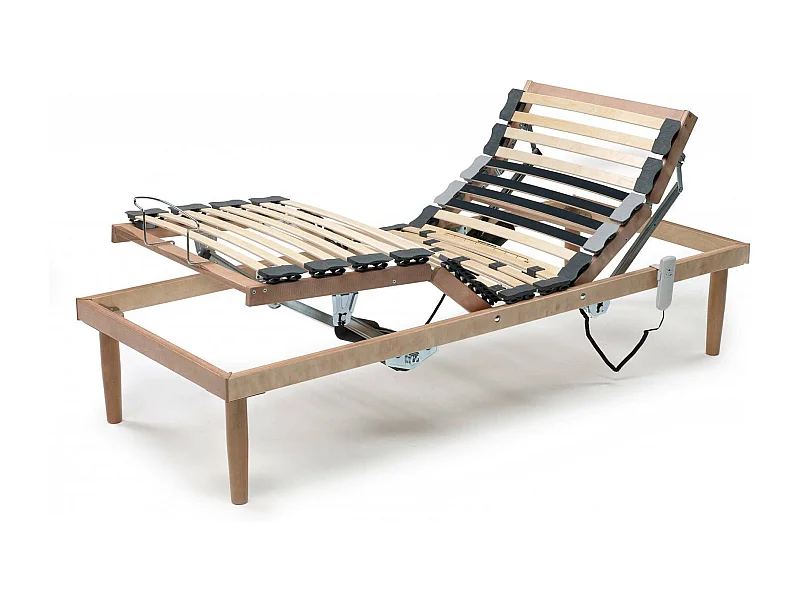 Einzelbettgestell Damiana, Lattenrost aus Holz mit Motor, 100 % Made in Italy, motorisiertes orthopädisches Liegegestell, 80x190h 34 cm