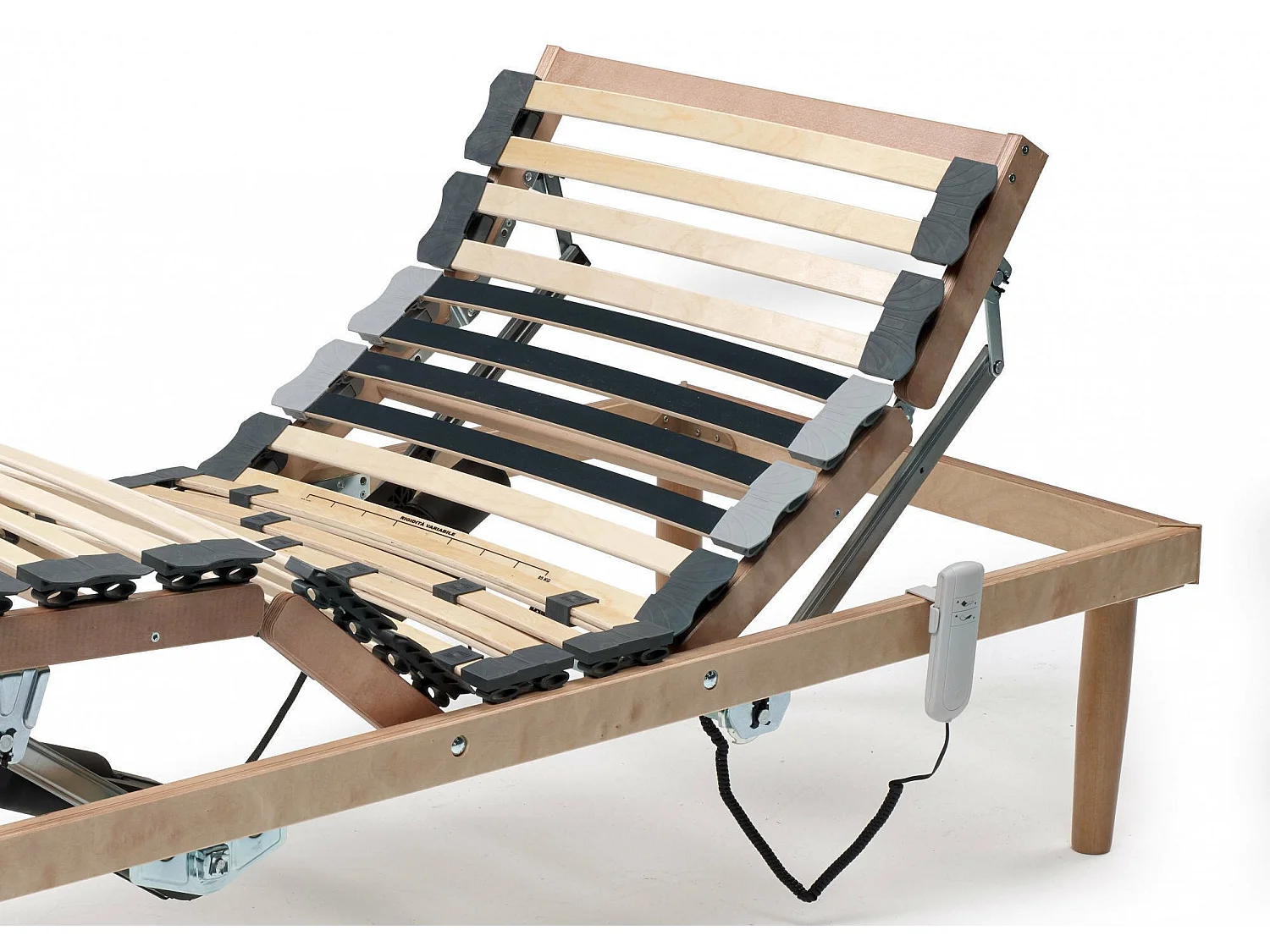 Sommier simple Damiana, sommier à lattes en bois avec moteur, 100% Made in Italy, sommier orthopédique inclinable motorisé, 80x190h 34 cm