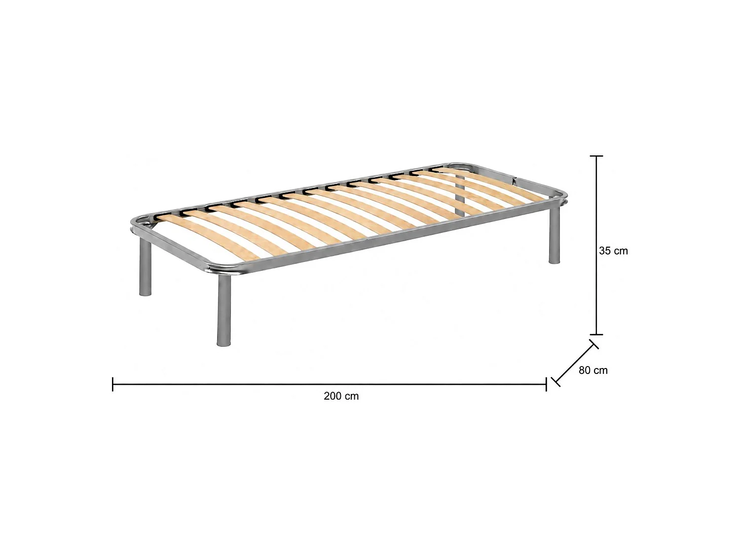 Somier individual Manila, Somier ortopédico de contrachapado de abedul con 13 láminas, 100% Made in Italy, 80x200h 34 cm
