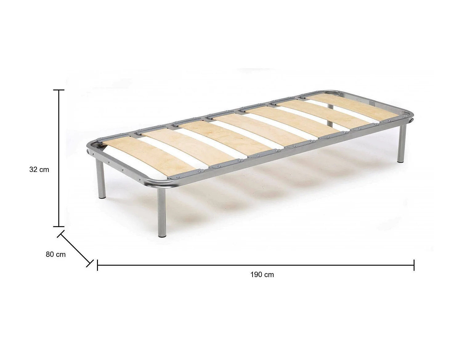 Mariaclaudia eenpersoonsbedbodem, Orthopedische basis met brede latten, 100% Made in Italy, 80x190h 31 cm