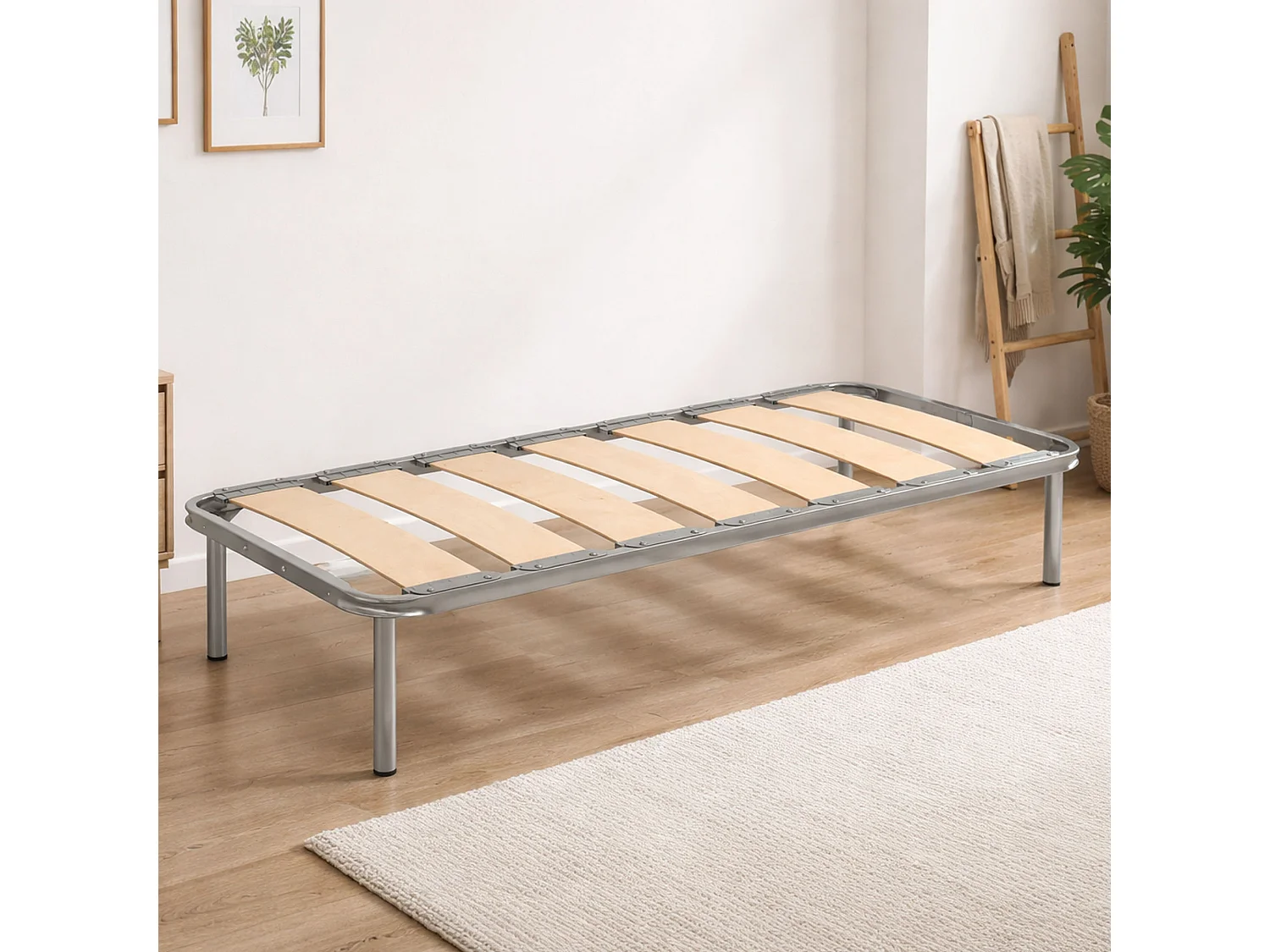 Talamo Italië Eenpersoonsbed Mariaclaudia 190x80 cm Aluminiumgrijs, Draagvermogen 100 kg, Poothoogte 31 cm Made in Italy