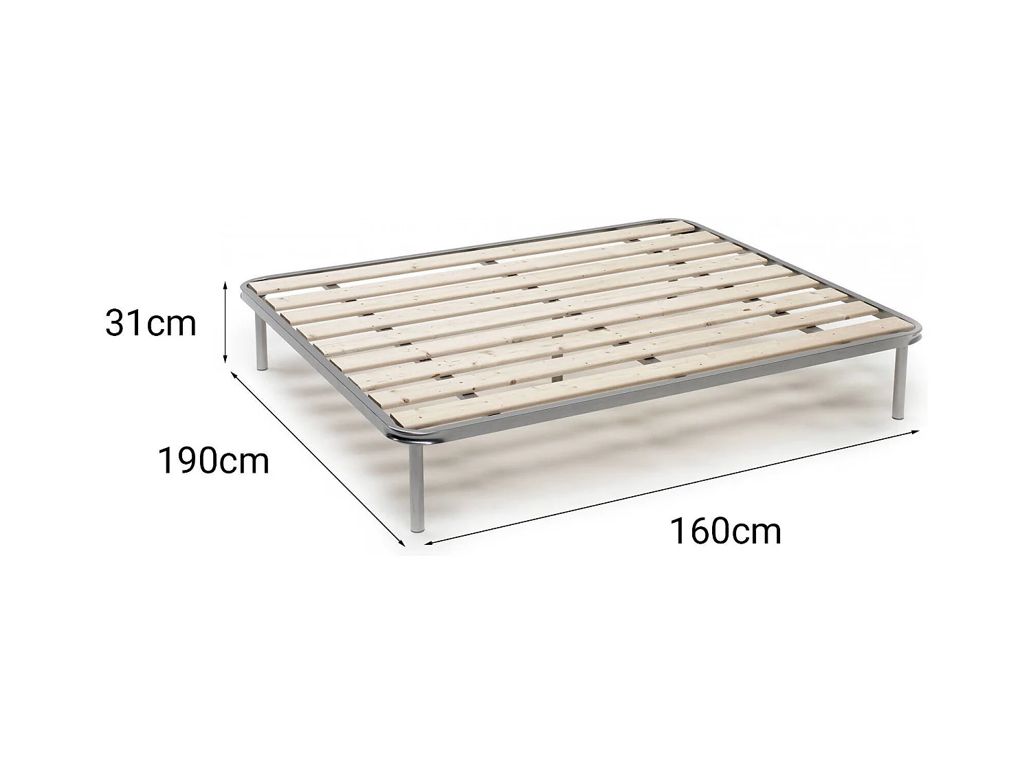 Marialaura dubbele bedbodem, Orthopedische basis met geschaafde latten, 100% Made in Italy, 160x190h 31 cm