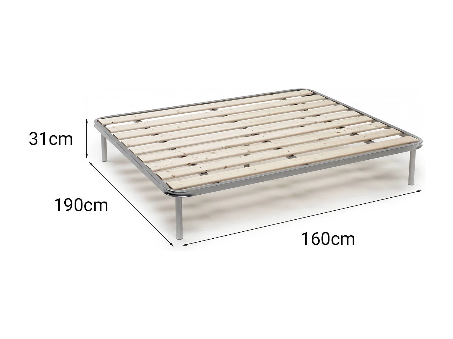 Sommier double Marialaura, Sommier orthopédique à lattes rabotées, 100% Made in Italy, 160x190h 31 cm