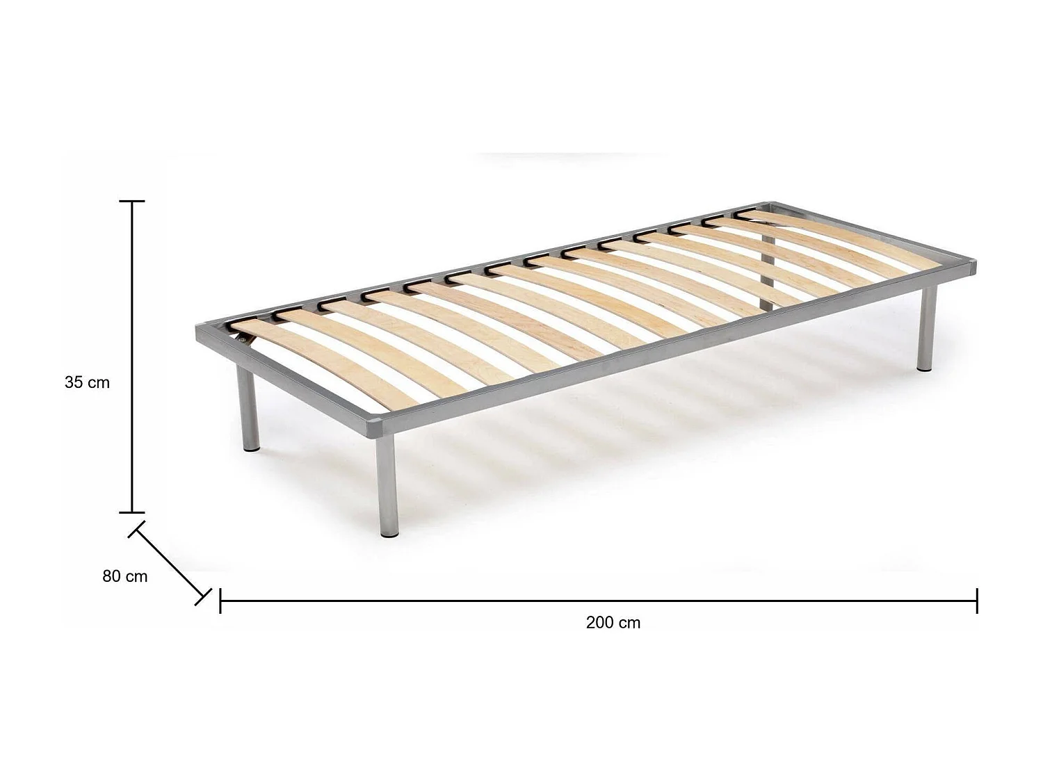 Rete letto singolo Mareta, Rete ortopedica in multistrato di betulla a 14 doghe, 100% Made in Italy, cm 80x200h 34