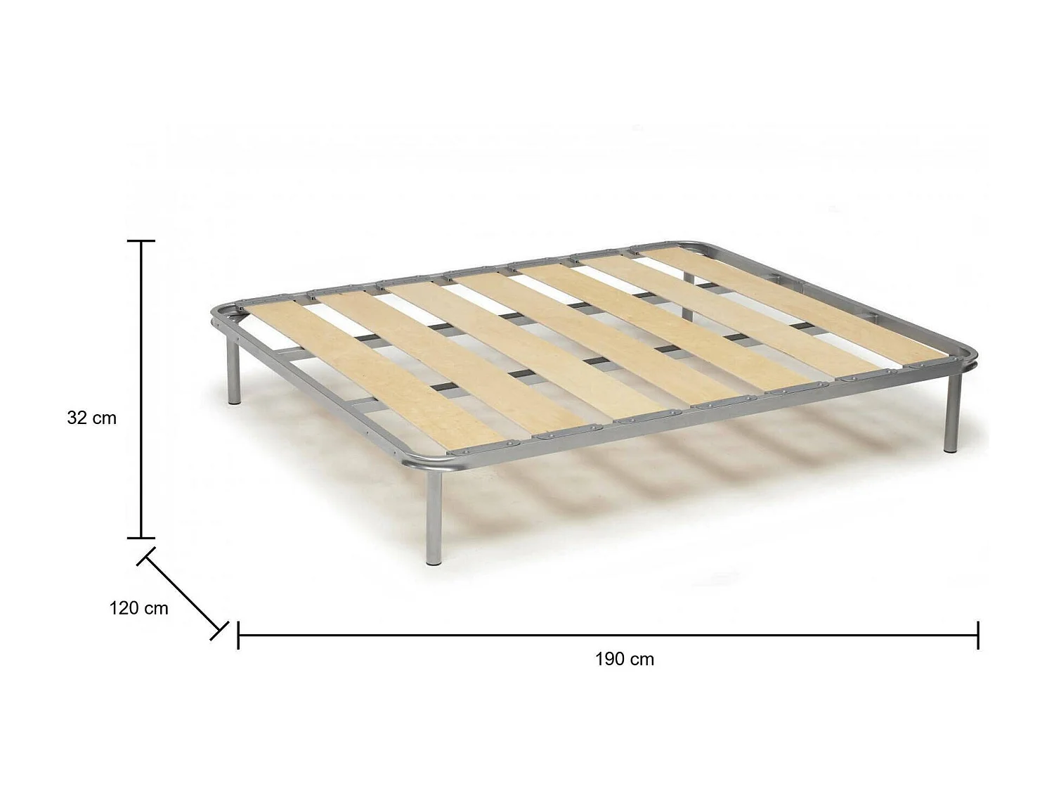 Sommier double Mariagiulia, sommier orthopédique à lattes larges, 100% Made in Italy, 120x190h 31 cm