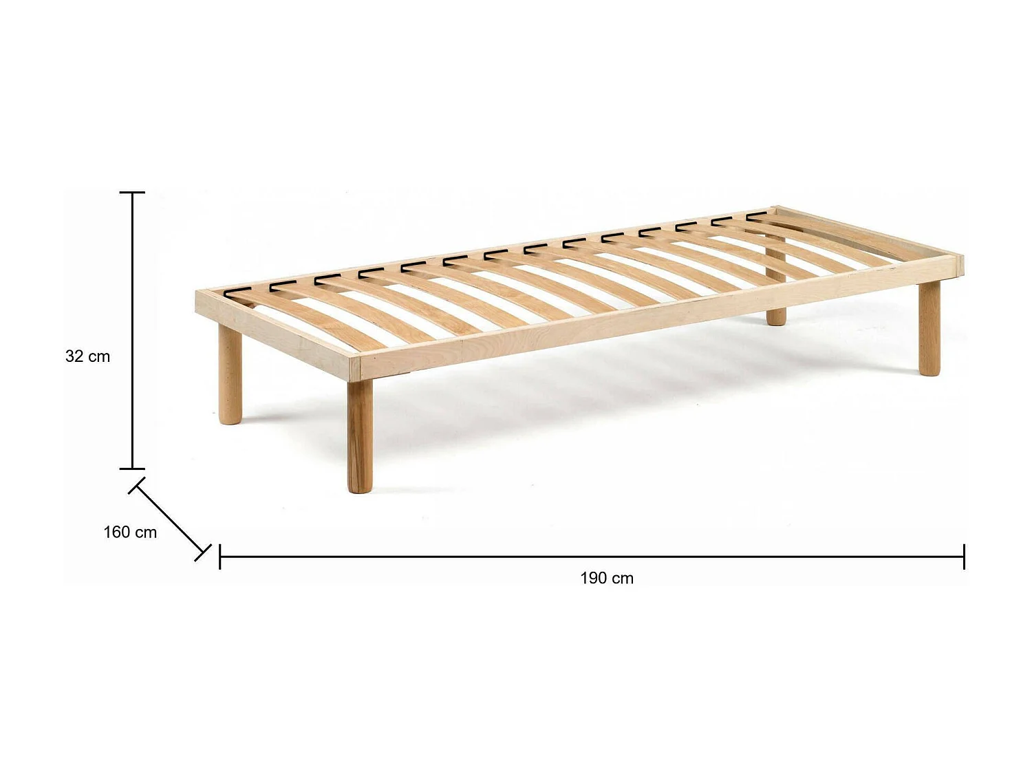 Sommier double Mariacarla, Sommier orthopédique à lattes en bois, 100% Made in Italy, 160x190h 31 cm