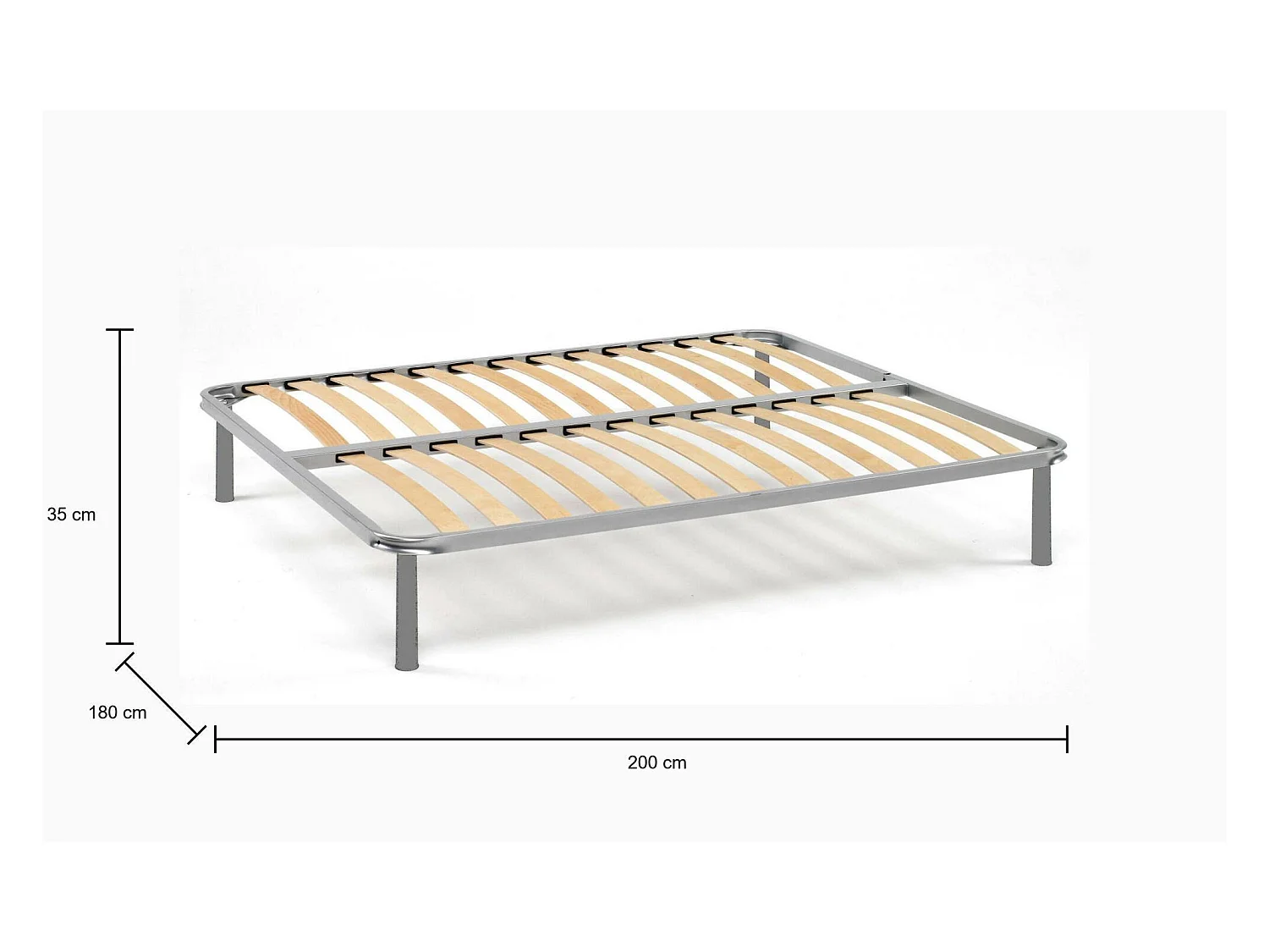Marella-Doppelbettgestell, orthopädisches Untergestell aus Birkensperrholz mit 14 Latten, 100 % Made in Italy, 180 x 200 x 34 cm