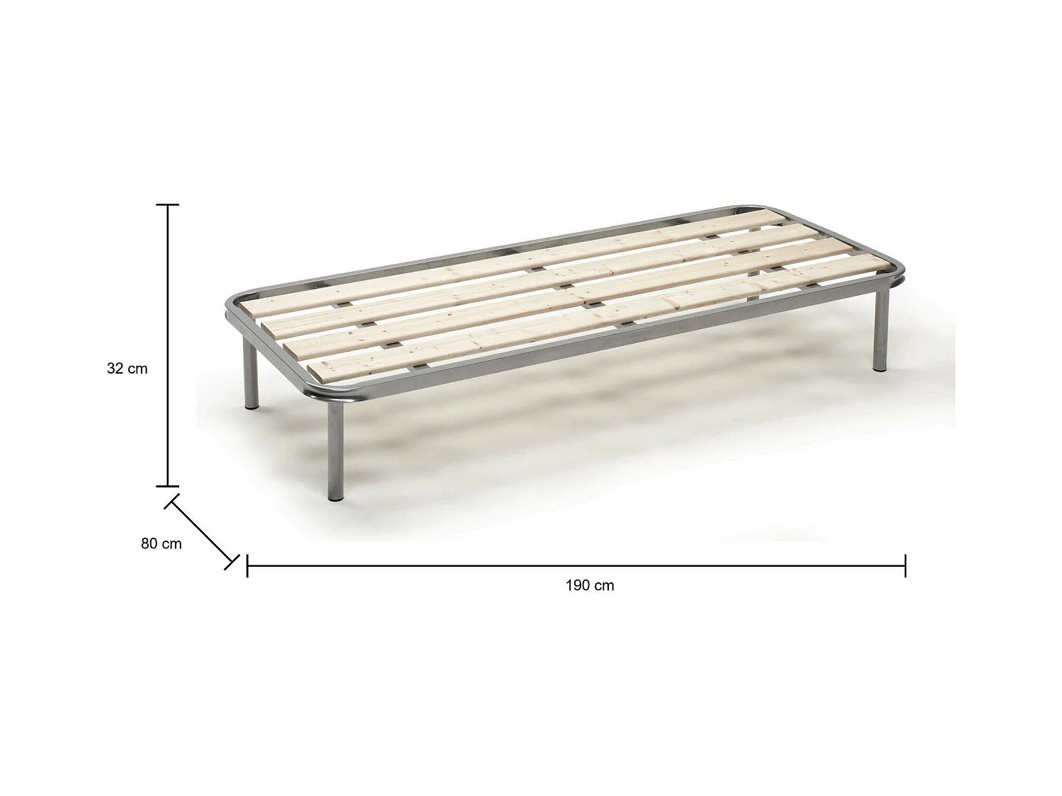 Mariaelena eenpersoonsbedbodem, Orthopedische basis met geschaafde latten, 100% Made in Italy, 80x190h 31 cm
