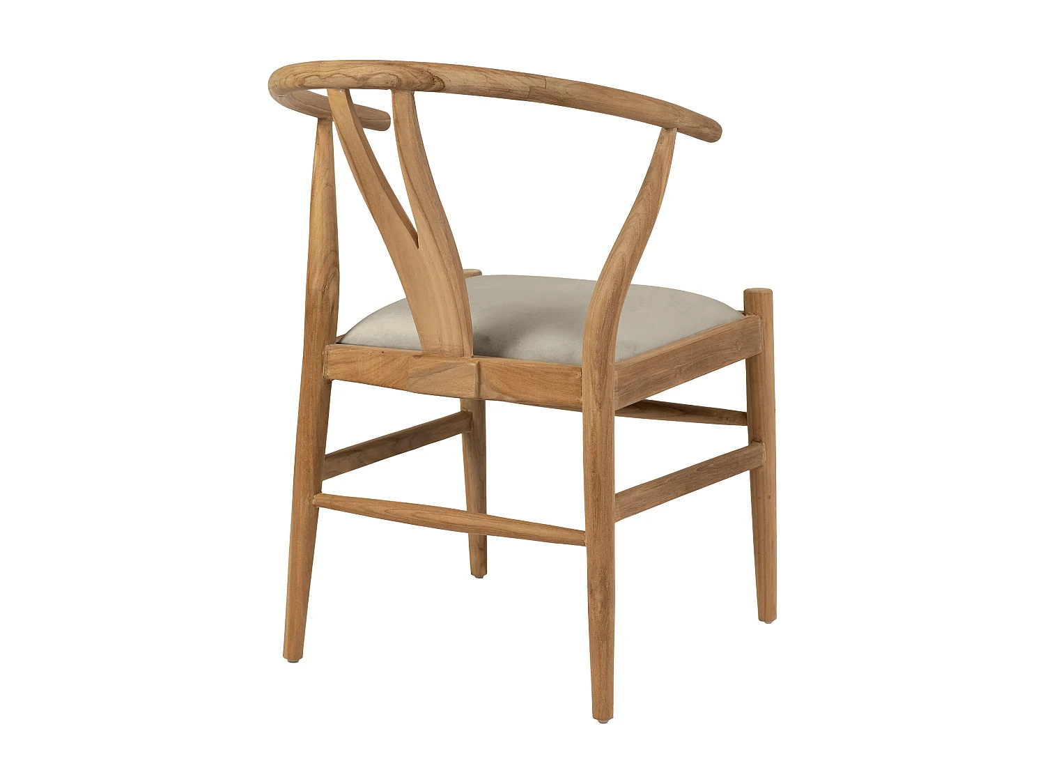 Chaise en teck et tissu - Naturel et Beige - POGIANA