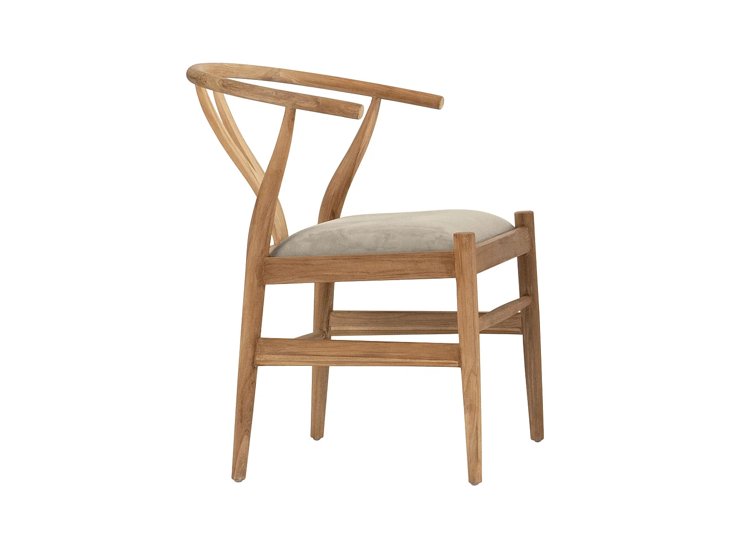 Silla de teca y tela - Natural y Beige - POGIANA