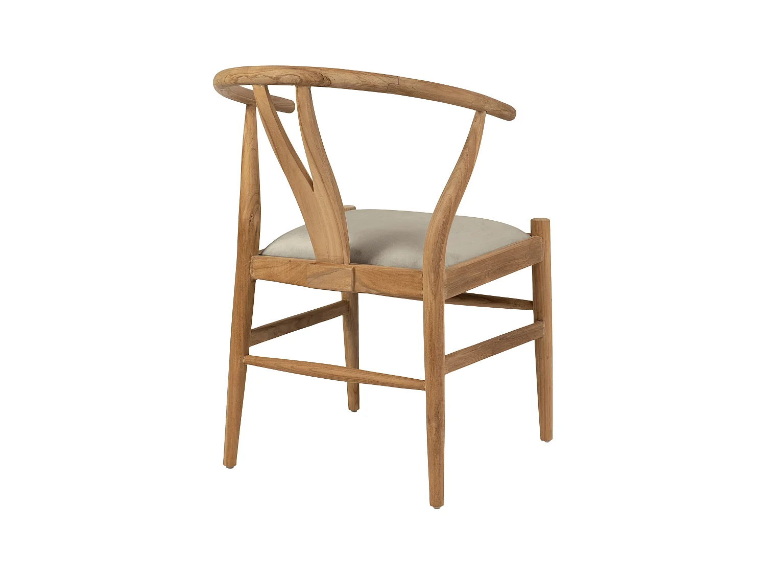 Silla de teca y tela - Natural y Beige - POGIANA