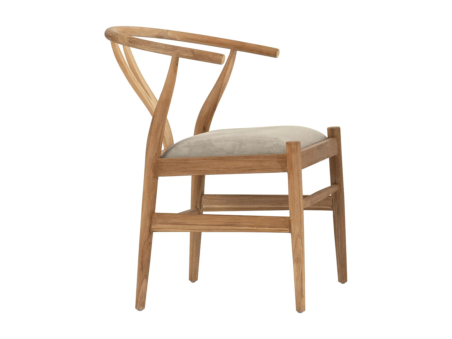 Chaise en teck et tissu - Naturel et Beige - POGIANA