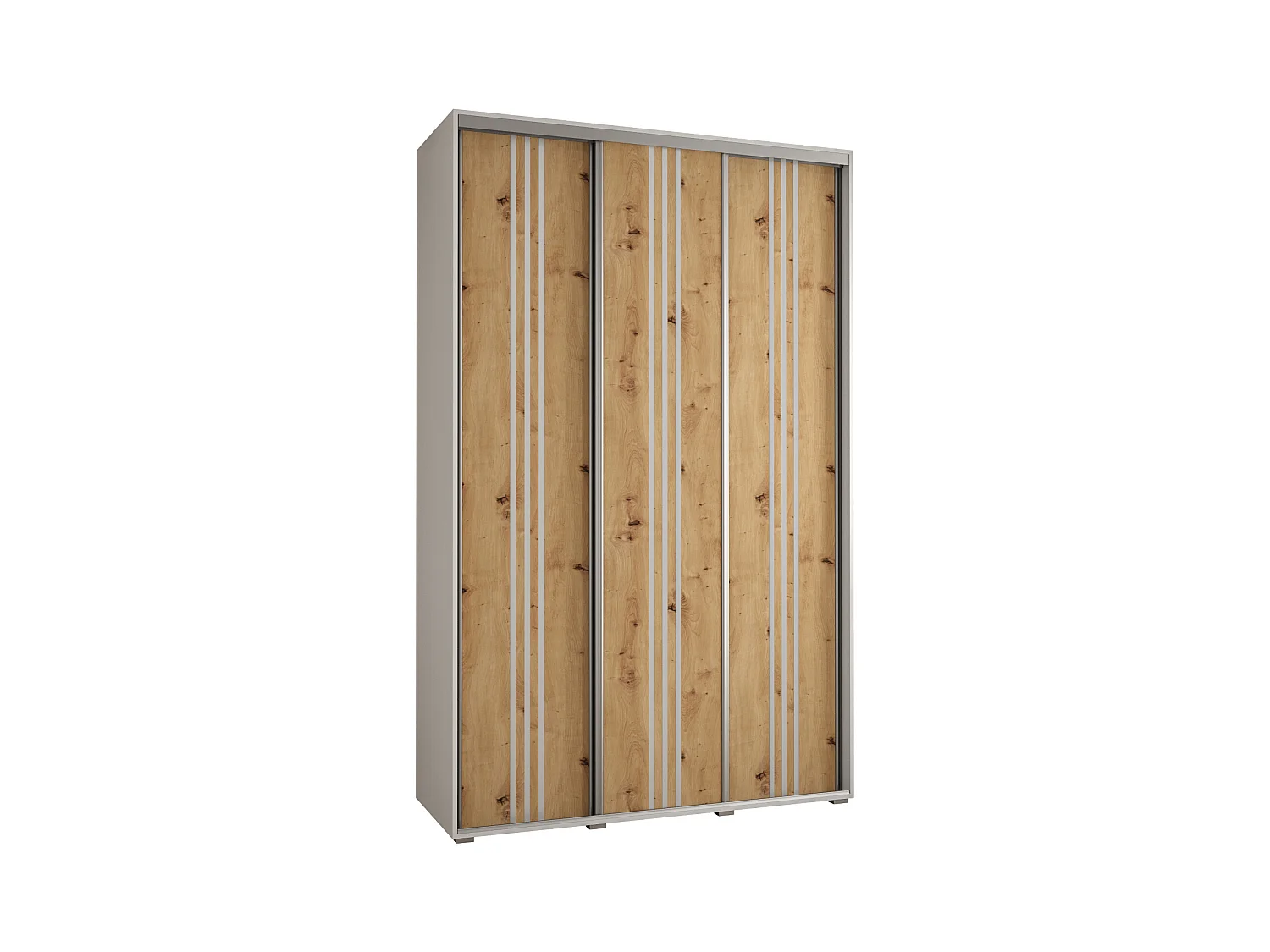 ARMOIRE DAVOS 6 À PORTES COULISSANTES 235,2/160/60 3 portes (Blanc/Artisan/Argent)