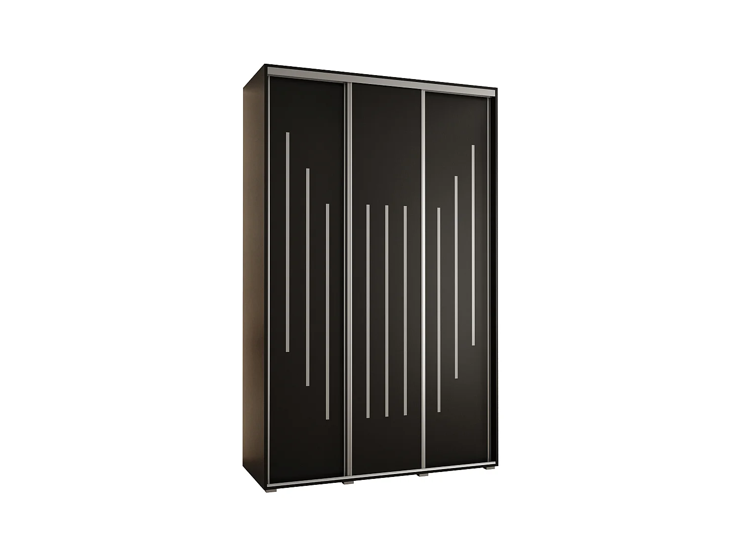 ARMOIRE DAVOS 8 À PORTES COULISSANTES 235,2/160/45 3 portes (Noir/Noir/Argent)