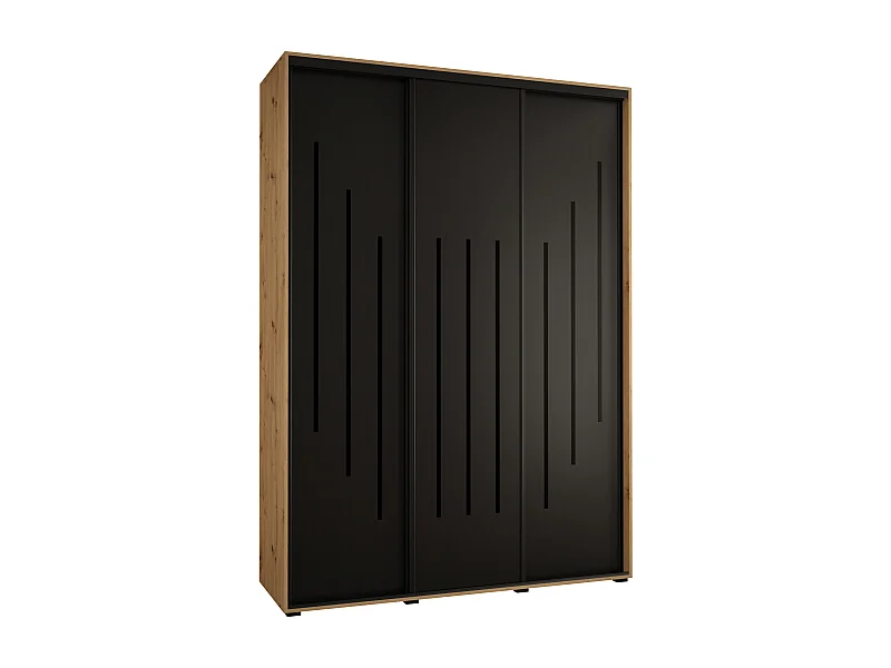 ARMOIRE DAVOS 8 À PORTES COULISSANTES 235,2/180/45 3 portes (Artisan/Noir/Noir)