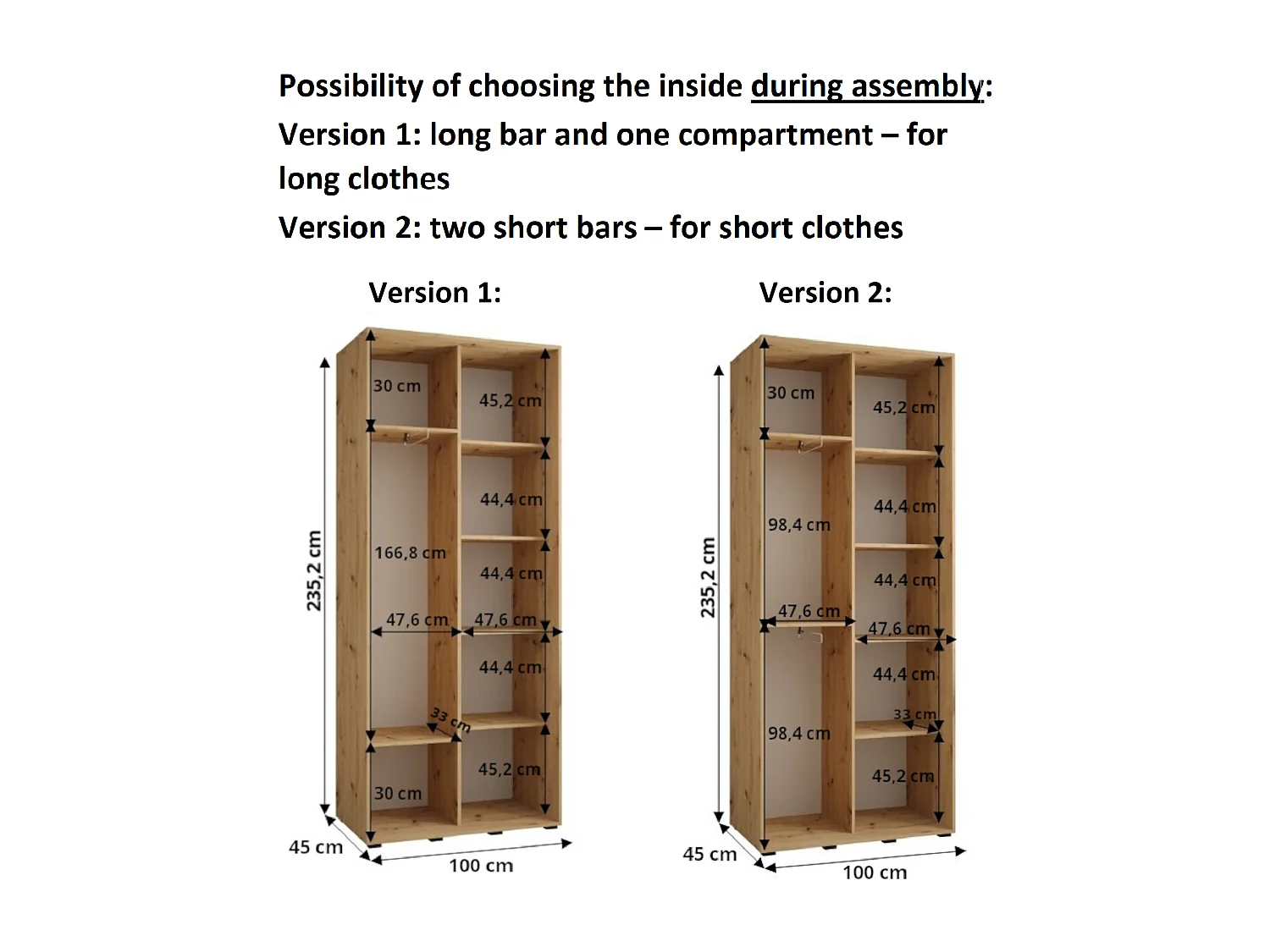 ARMARIO DAVOS 8 DE PUERTAS CORREDERAS 235,2/100/45 2 puertas (Artisan/Artisan/Negro)