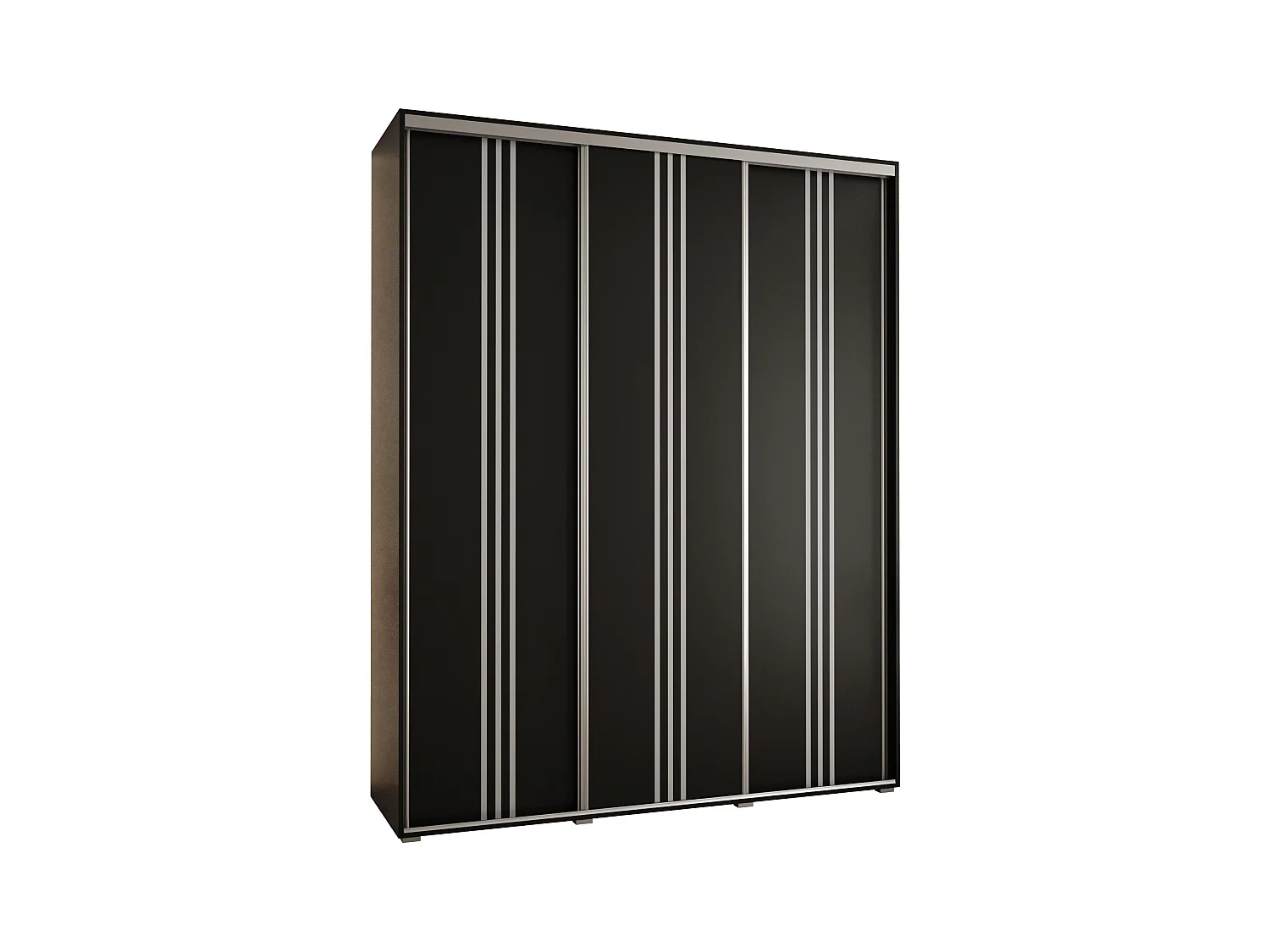 ARMOIRE DAVOS 6 À PORTES COULISSANTES 235,2/200/60 3 portes (Noir/Noir/Argent)