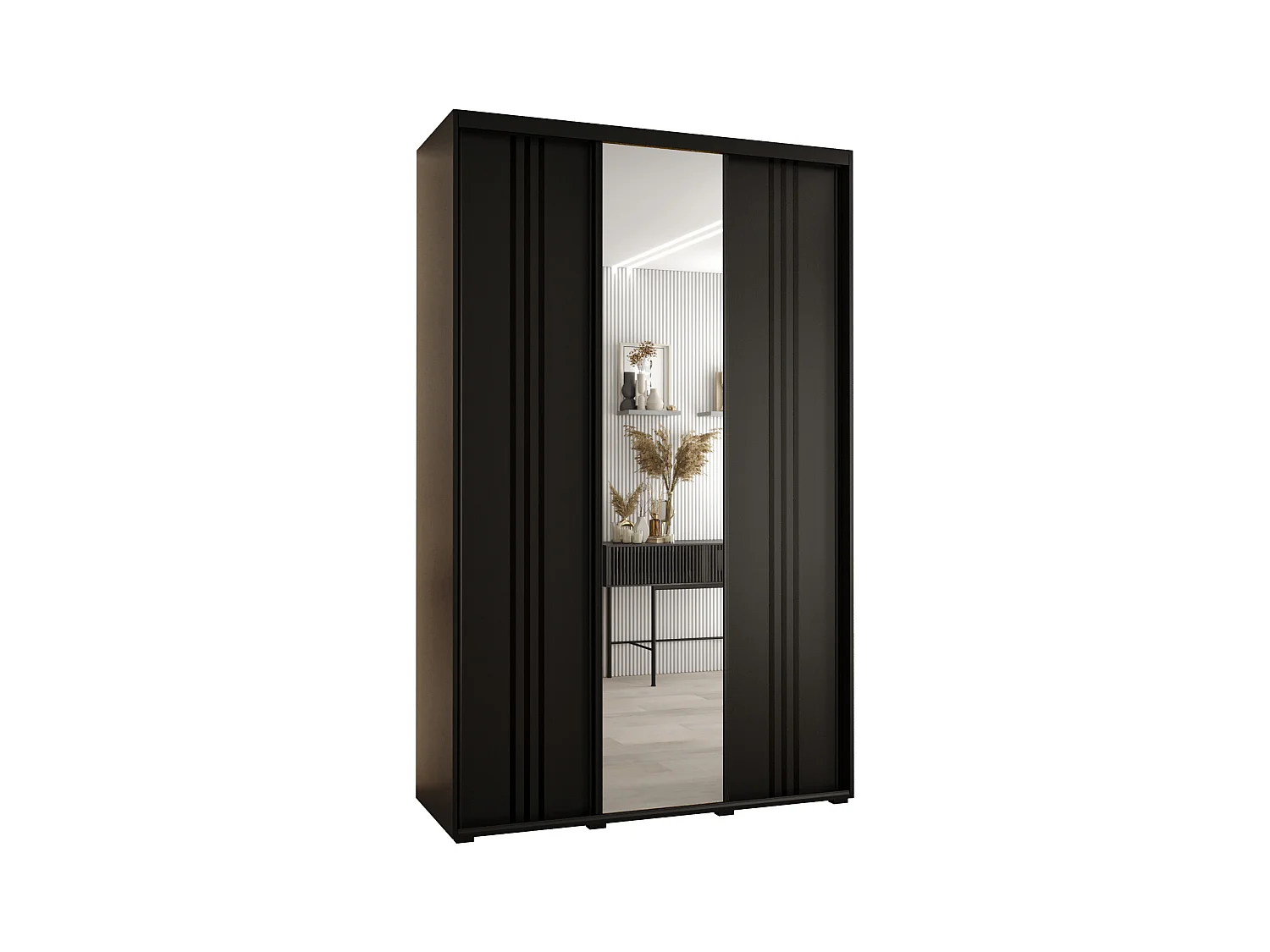 ARMOIRE DAVOS 7 À PORTES COULISSANTES 235,2/160/60 3 portes (Noir/Noir/Noir)