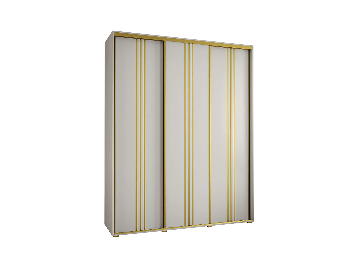 ARMOIRE DAVOS 6 À PORTES COULISSANTES 235,2/200/60 3 portes (Blanc/Blanc/Or)