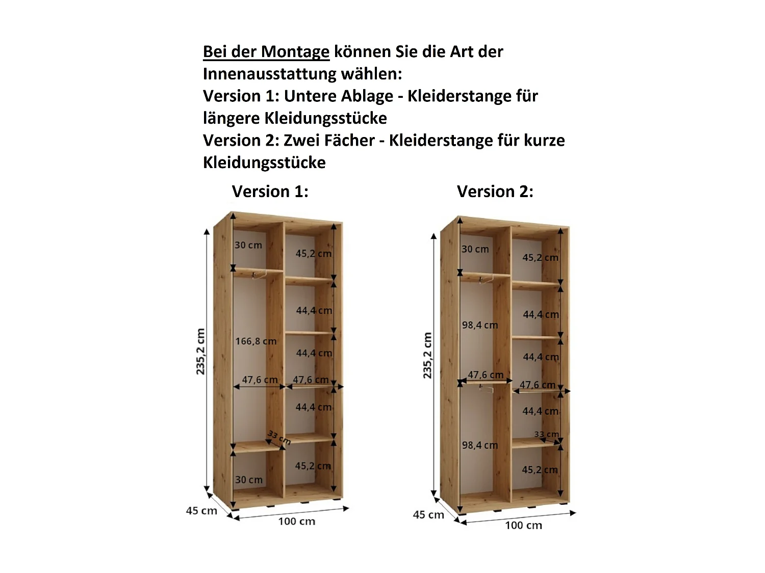 ARMOIRE DAVOS 6 À PORTES COULISSANTES 235,2/100/45 2 portes (Noir/Artisan/Noir)