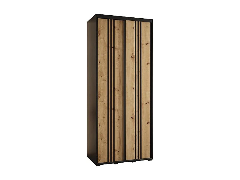 ARMARIO DAVOS 6 DE PUERTAS CORREDERAS 235,2/100/45 2 puertas (Negro/Artisan/Negro)