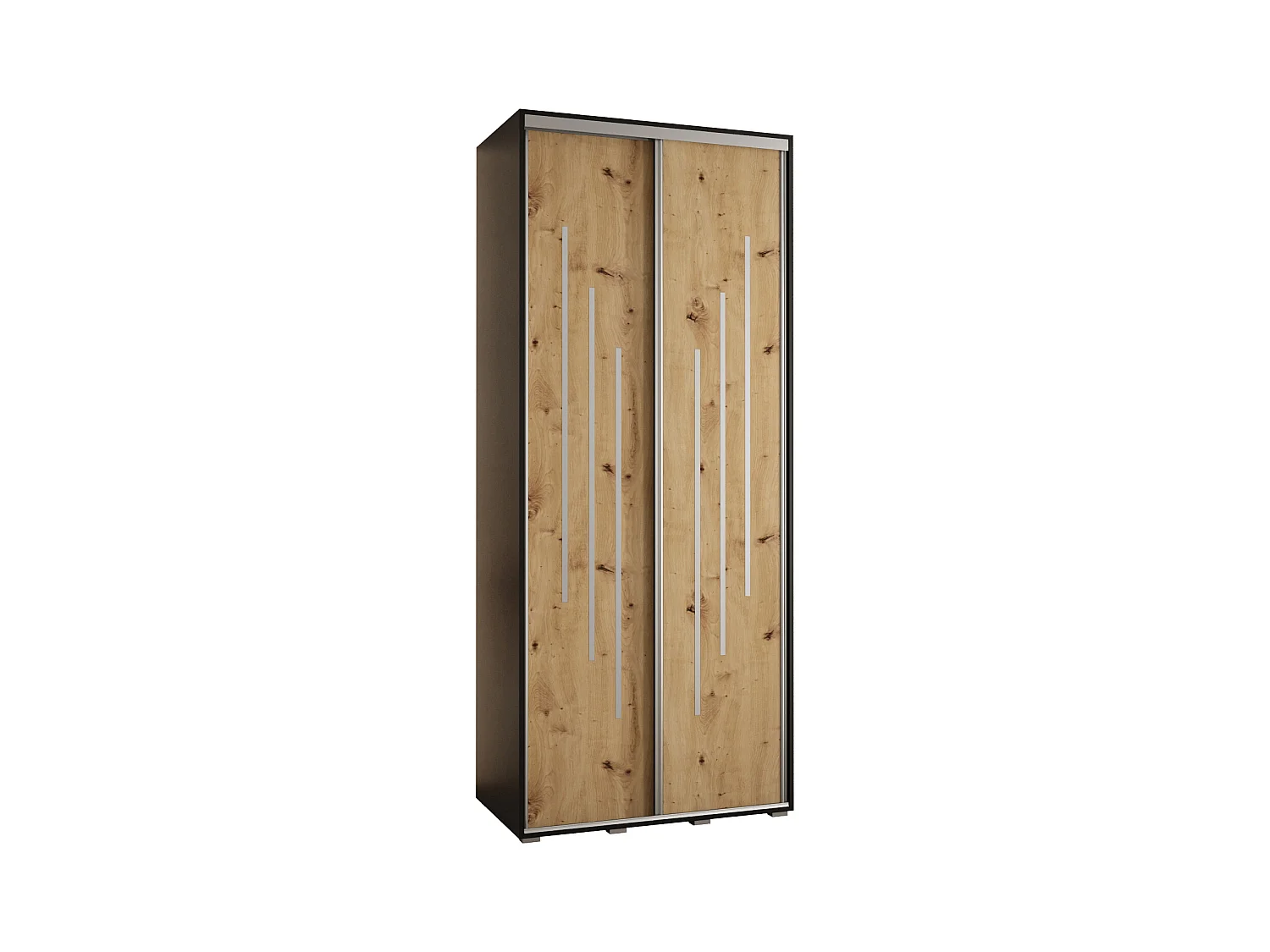 ARMOIRE DAVOS 8 À PORTES COULISSANTES 235,2/110/60 2 portes (Noir/Artisan/Argent)