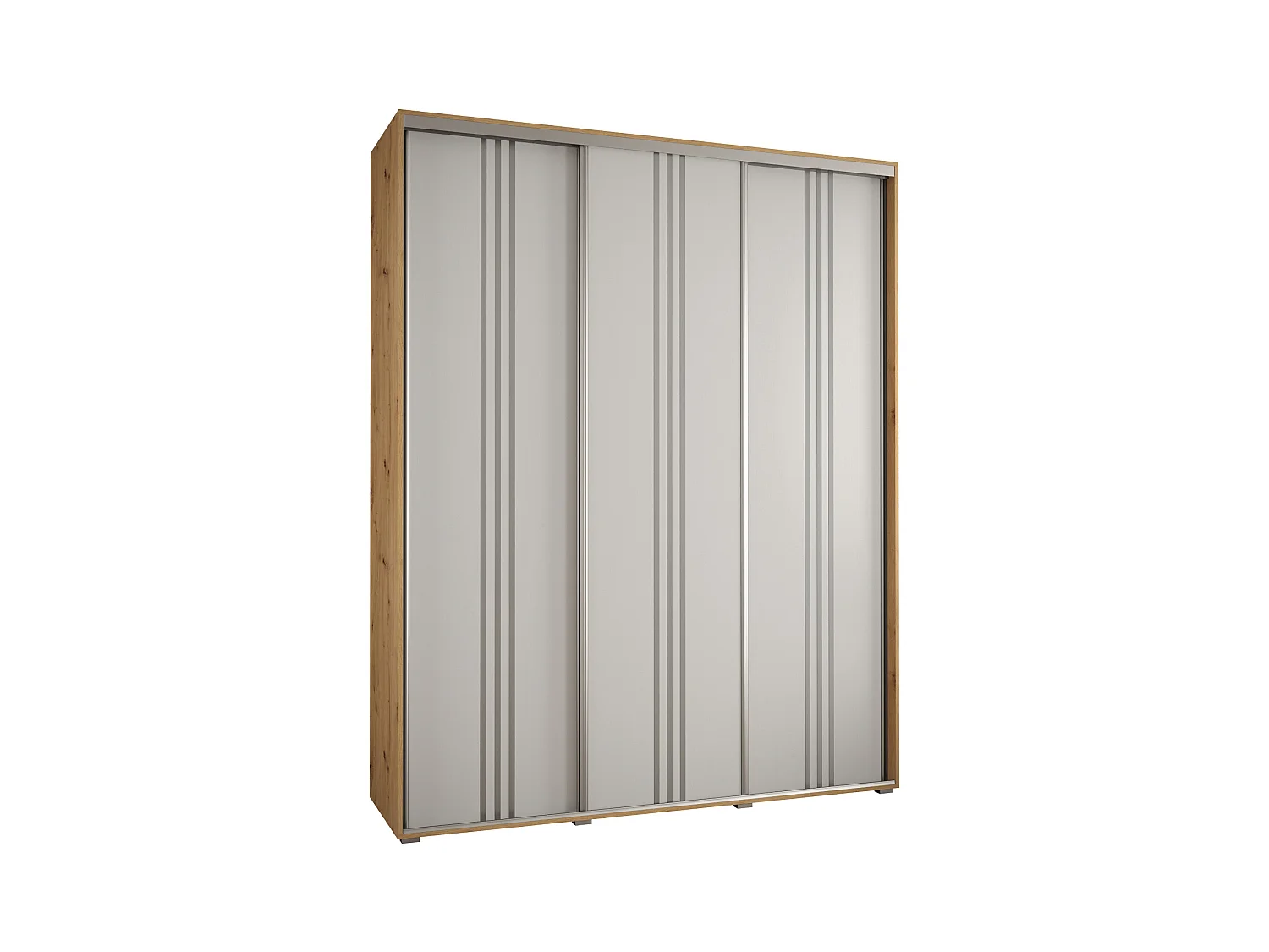 ARMOIRE DAVOS 6 À PORTES COULISSANTES 235,2/200/60 3 portes (Artisan/Blanc/Argent)