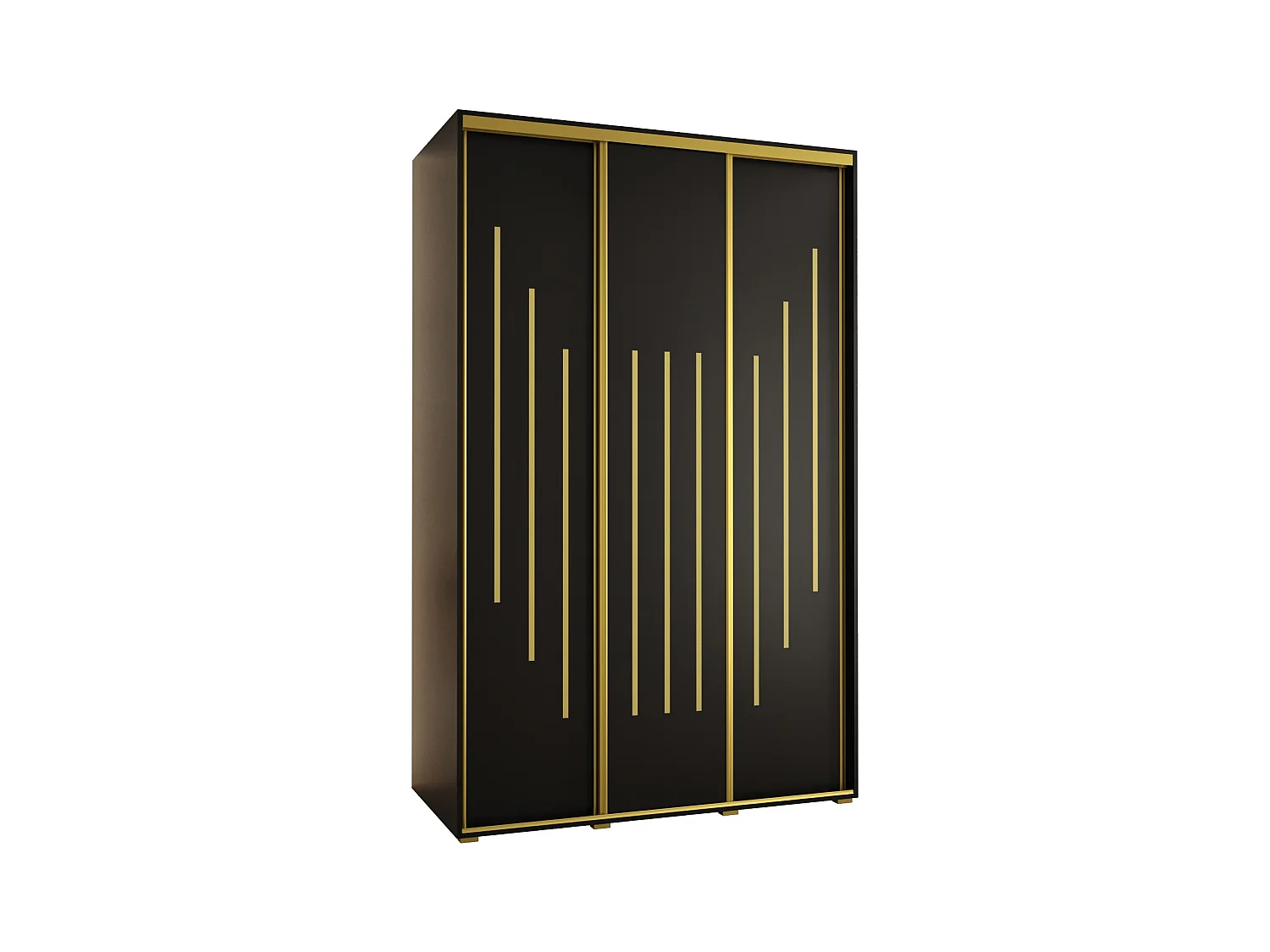 ARMOIRE DAVOS 8 À PORTES COULISSANTES 235,2/150/60 3 portes (Noir/Noir/Or)