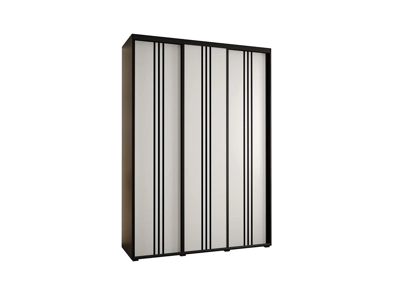 ARMOIRE DAVOS 6 À PORTES COULISSANTES 235,2/180/60 3 portes (Noir/Blanc/Noir)