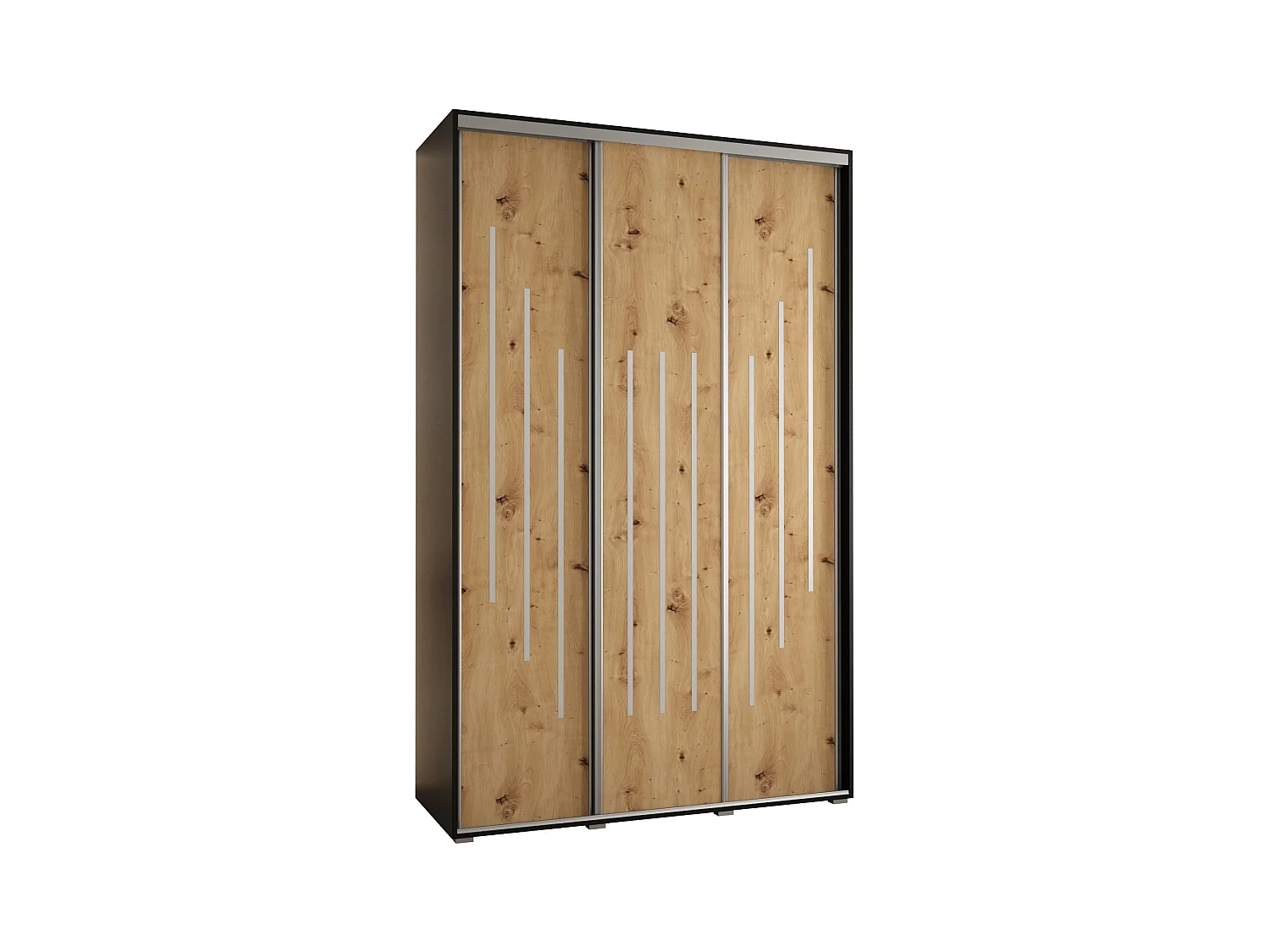 ARMOIRE DAVOS 8 À PORTES COULISSANTES 235,2/150/60 3 portes (Noir/Artisan/Argent)