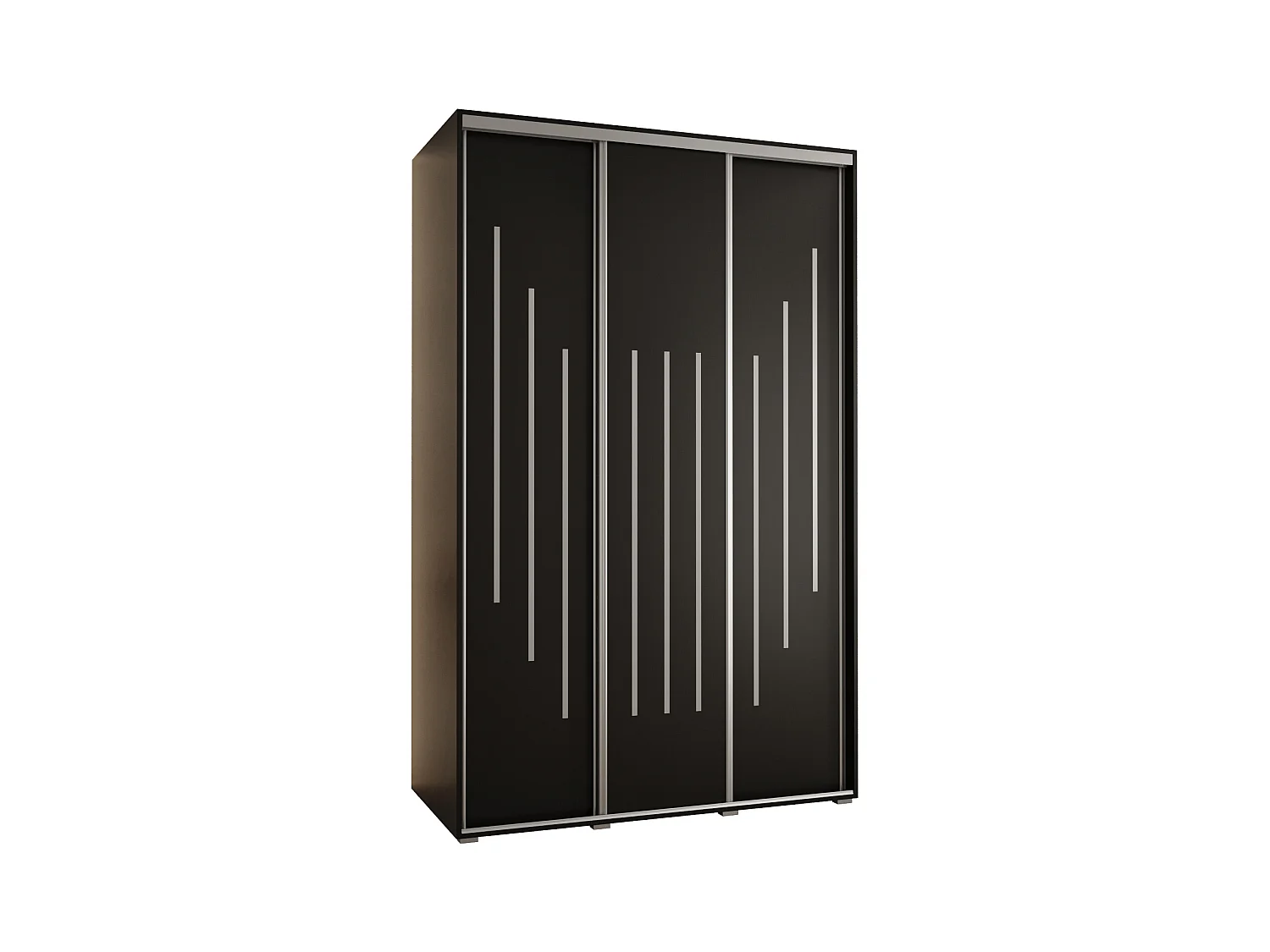 ARMOIRE DAVOS 8 À PORTES COULISSANTES 235,2/160/60 3 portes (Noir/Noir/Argent)