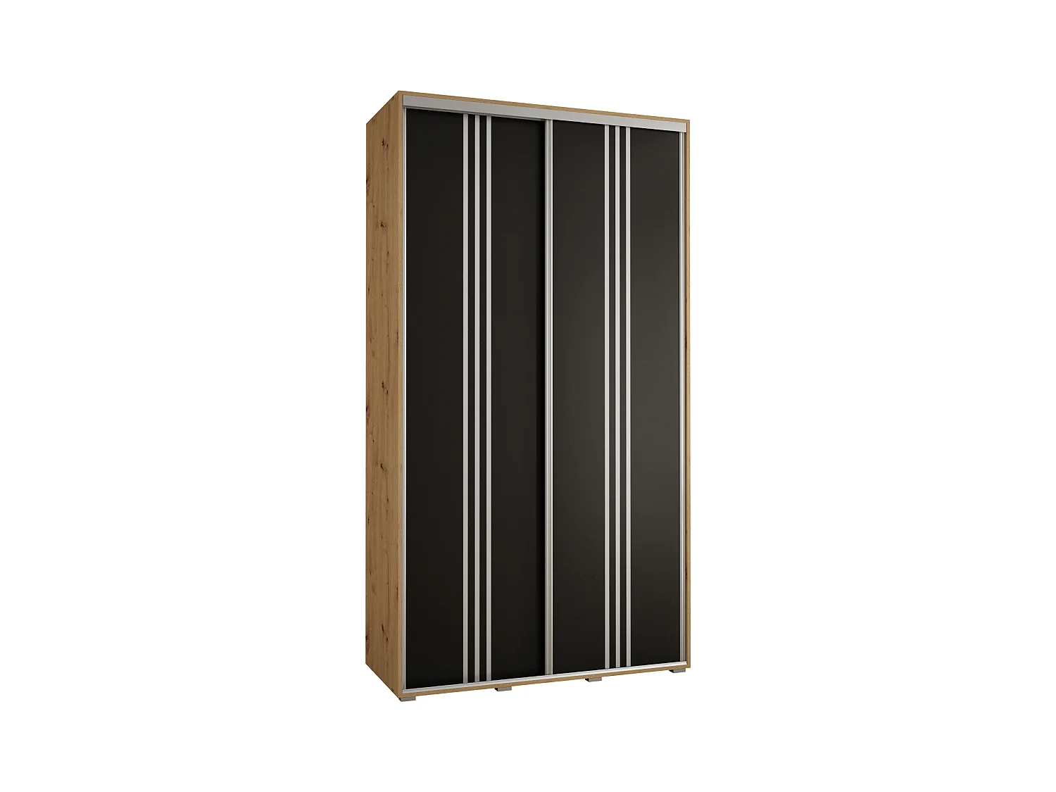 SCHWEBETÜRENSCHRANK DAVOS 5 235,2/130/60 2-türig (Artisan/Schwarz/Silber)