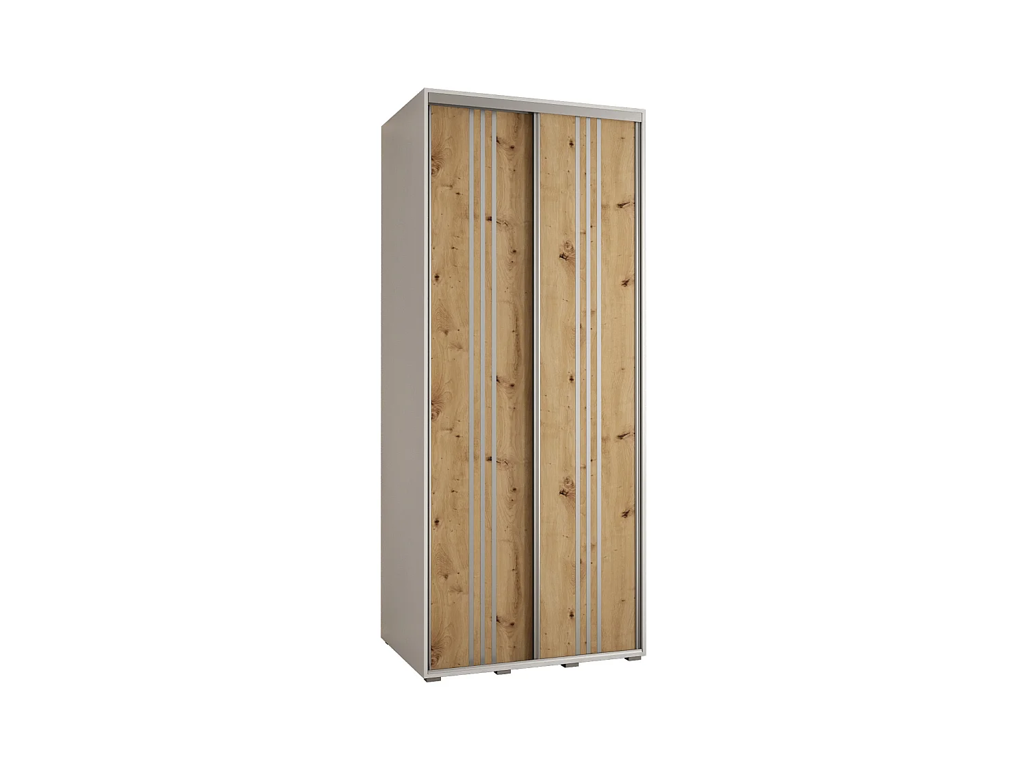 ARMOIRE DAVOS 8 À PORTES COULISSANTES 235,2/110/45 2 portes (Blanc/Artisan/Argent)