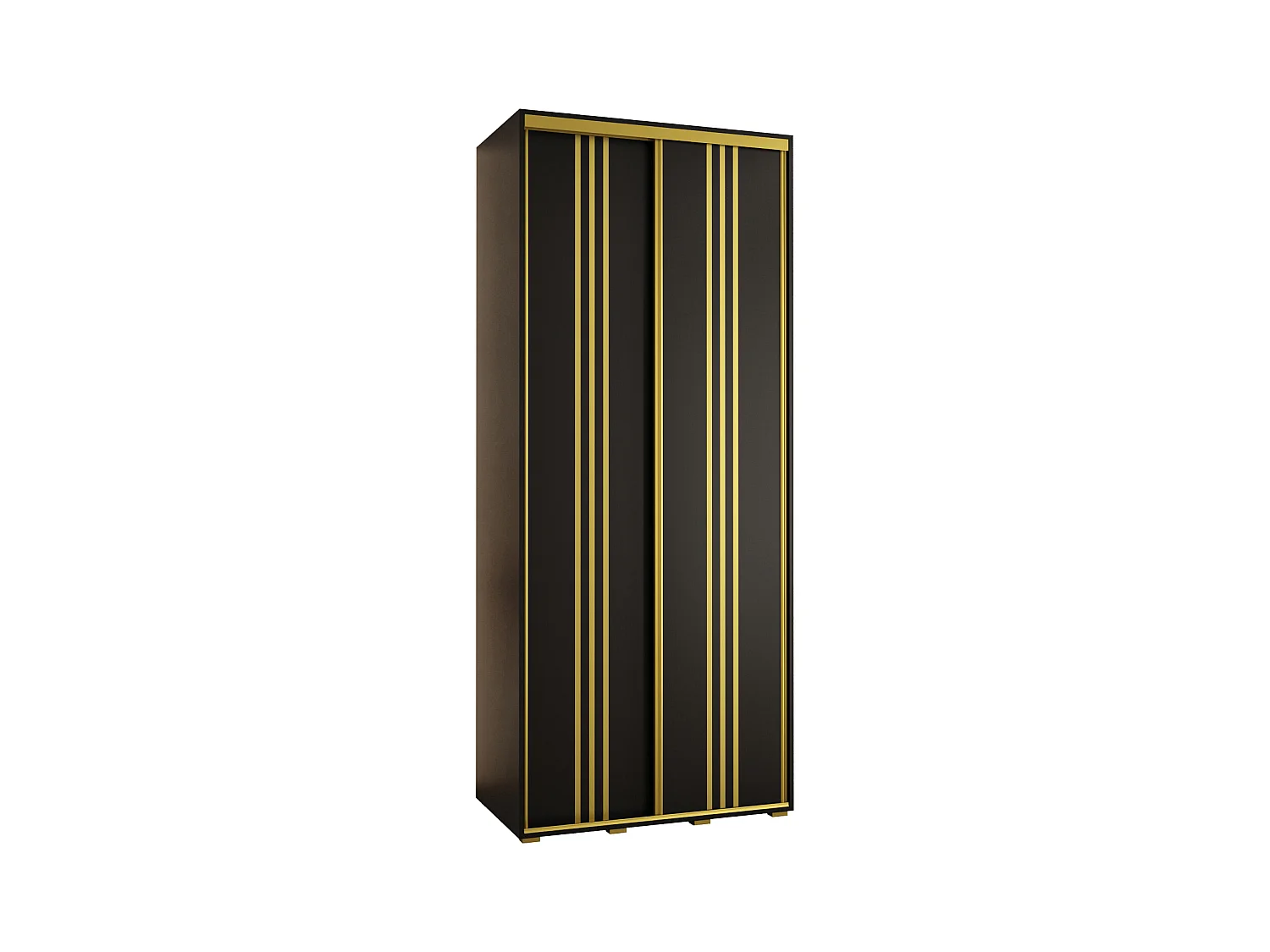 SCHWEBETÜRENSCHRANK DAVOS 6 235,2/100/60 2-türig (Schwarz/Schwarz/Gold)