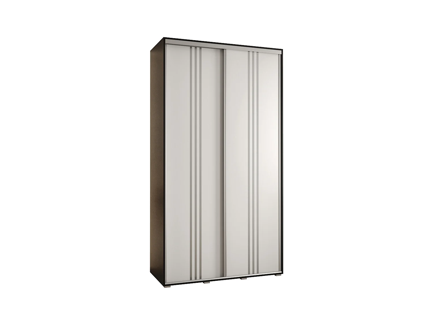 SCHWEBETÜRENSCHRANK DAVOS 5 235,2/130/60 2-türig (Schwarz/Weiß/Silber)