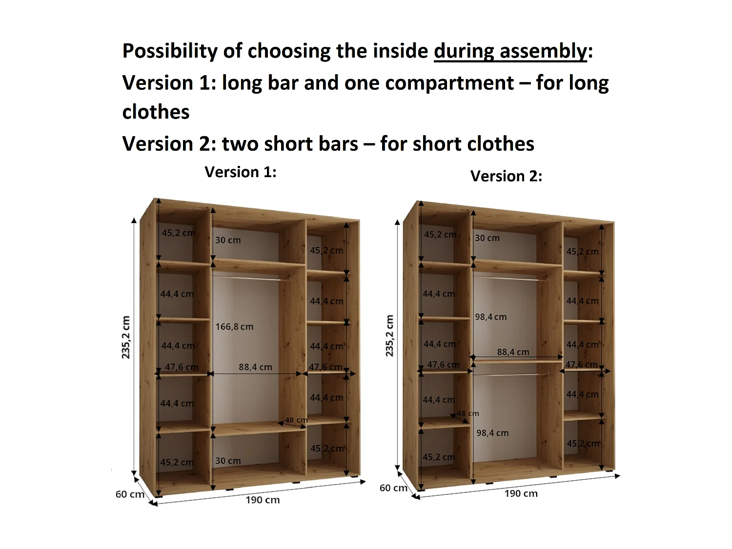 ARMADIO DAVOS 6 AD ANTE SCORREVOLI 235,2/190/60 3 porte (Nero/Nero/Nero)
