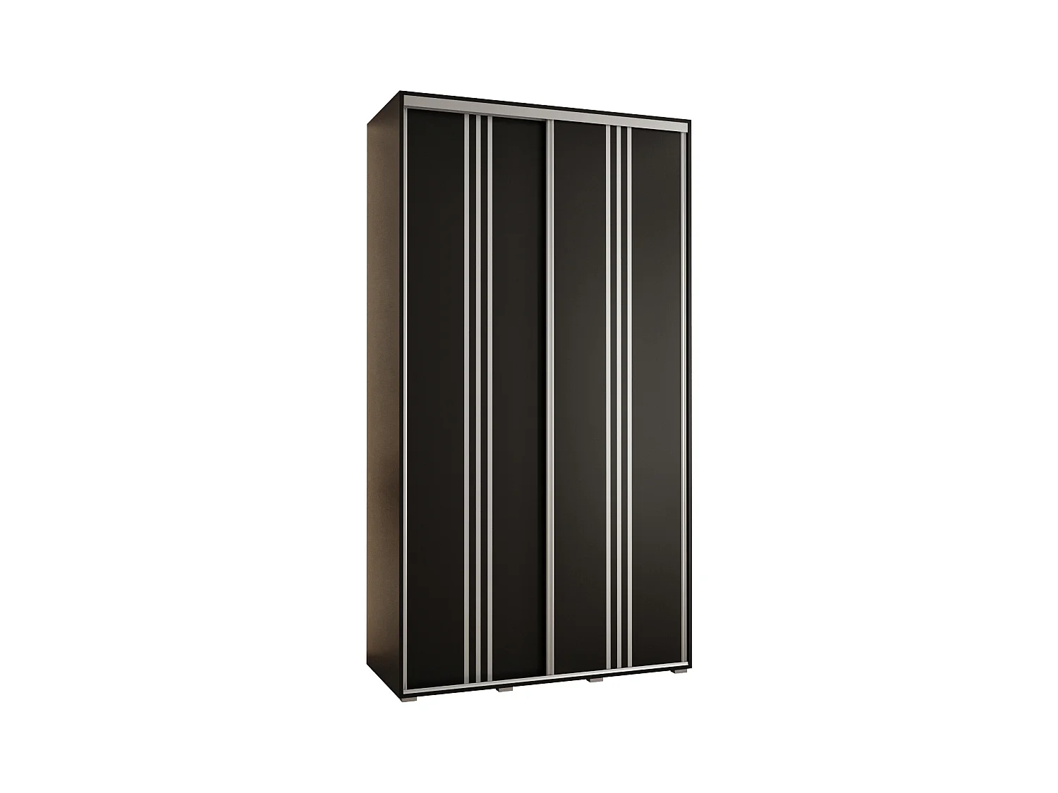 ARMOIRE DAVOS 6 À PORTES COULISSANTES 235,2/140/60 2 portes (Noir/Noir/Argent)