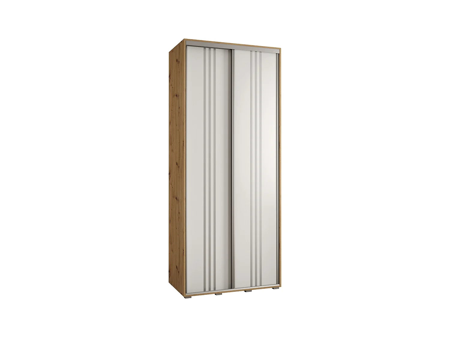 ARMOIRE DAVOS 6 À PORTES COULISSANTES 235,2/120/45 2 portes (Artisan/Blanc/Argent)