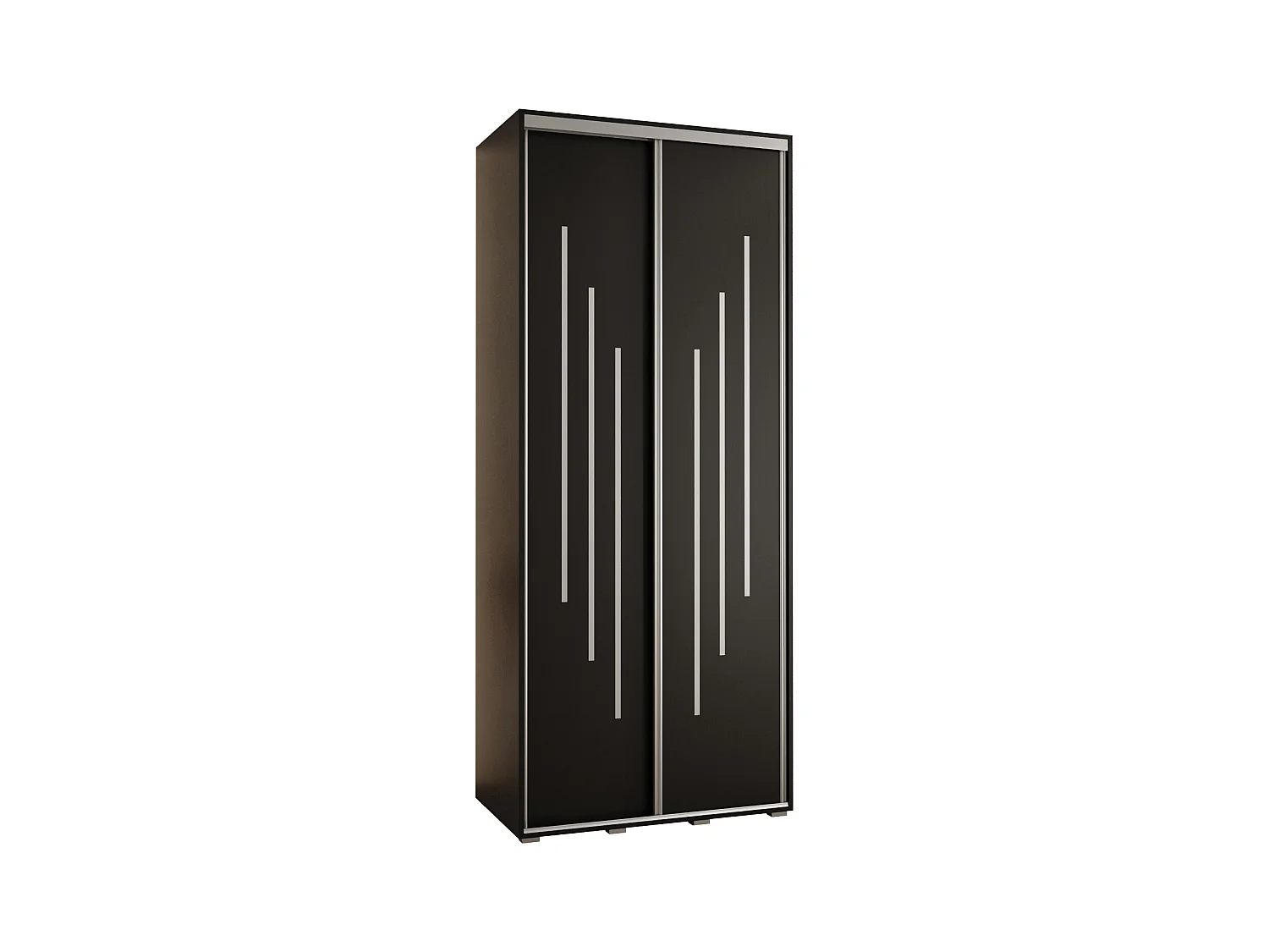ARMOIRE DAVOS 8 À PORTES COULISSANTES 235,2/110/60 2 portes (Noir/Noir/Argent)