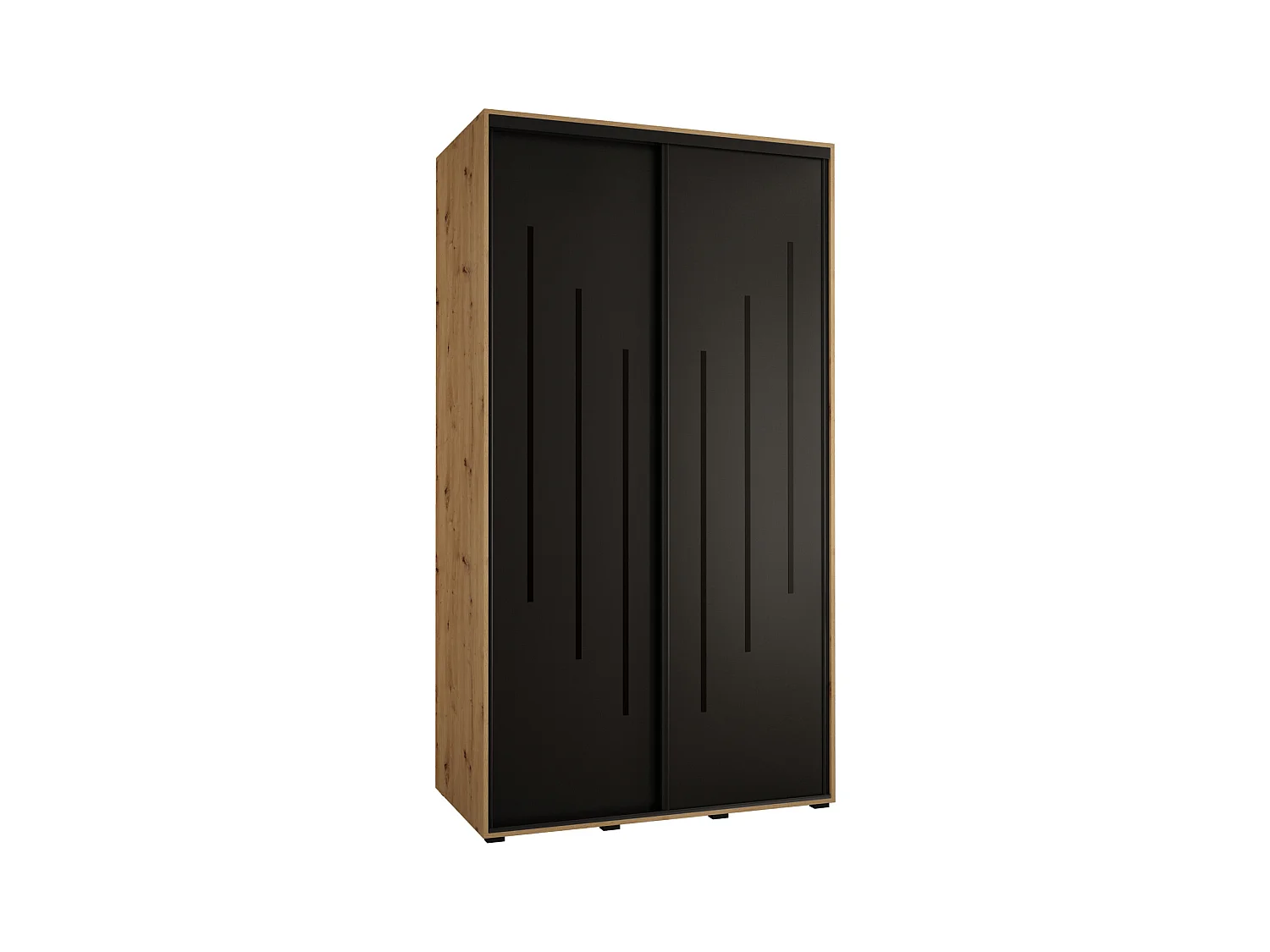 SCHWEBETÜRENSCHRANK DAVOS 8 235,2/130/45 2-türig (Artisan/Schwarz/Schwarz)