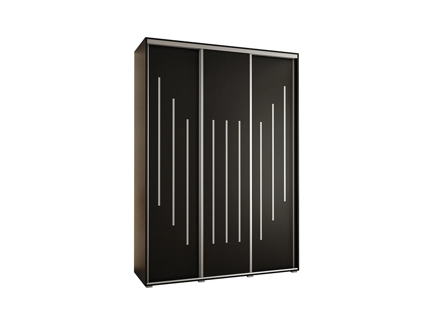 ARMOIRE DAVOS 8 À PORTES COULISSANTES 235,2/180/60 3 portes (Noir/Noir/Argent)