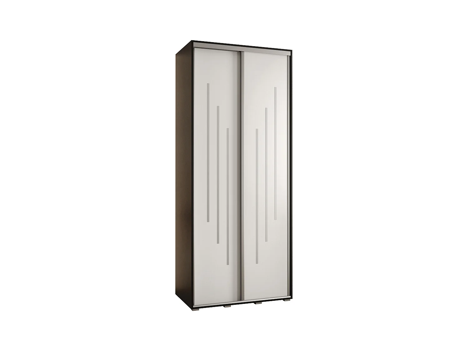 ARMOIRE DAVOS 8 À PORTES COULISSANTES 235,2/110/60 2 portes (Noir/Blanc/Argent)